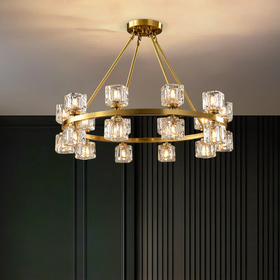 Crystal Cube Gold Chandelier - Image 8
