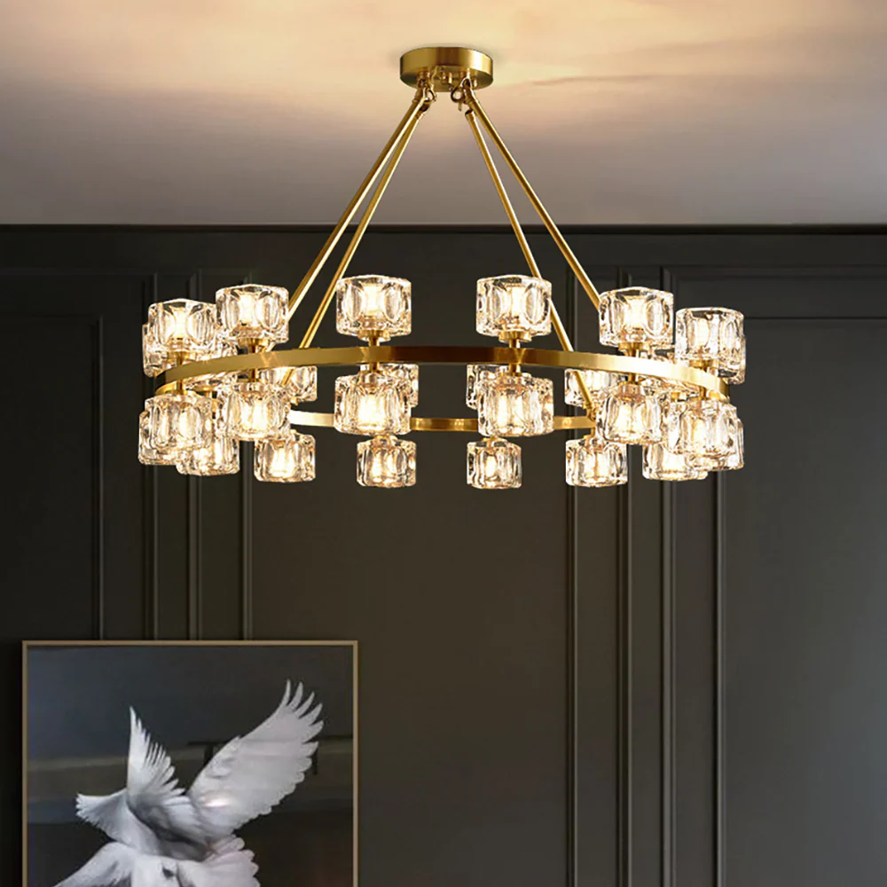 Crystal Cube Gold Chandelier - Image 9