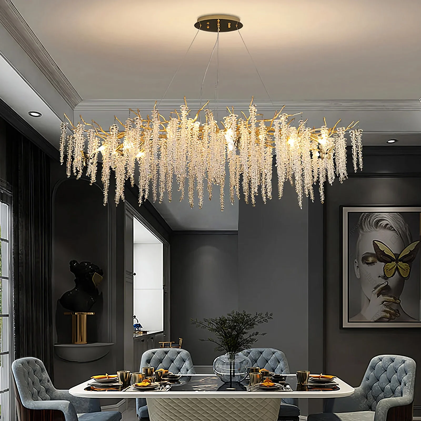 Crystal Wicker Chandelier - Image 8