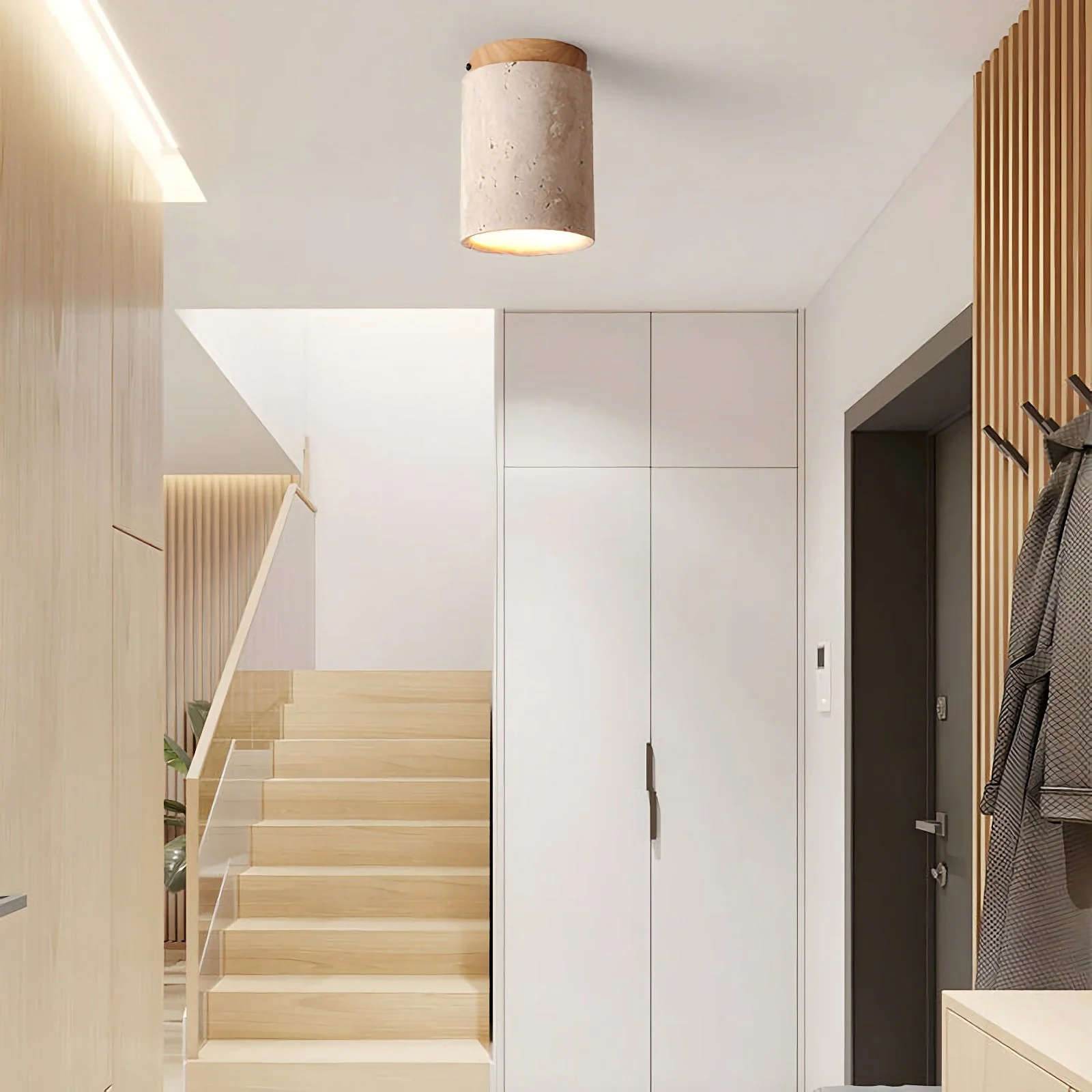 Cylinder Travertine Ceiling Light - Image 2