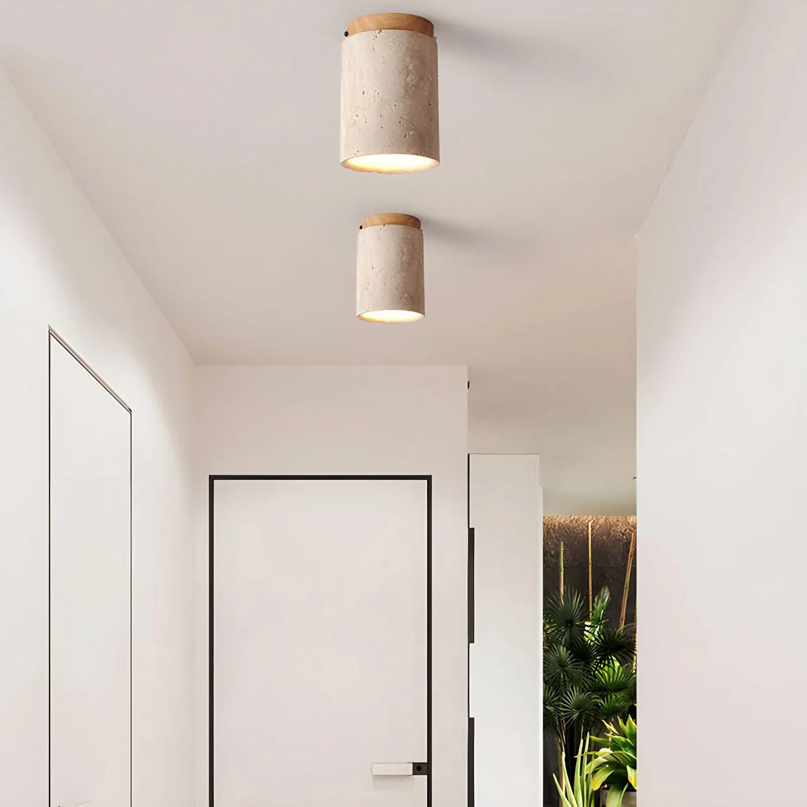 Cylinder Travertine Ceiling Light - Image 4