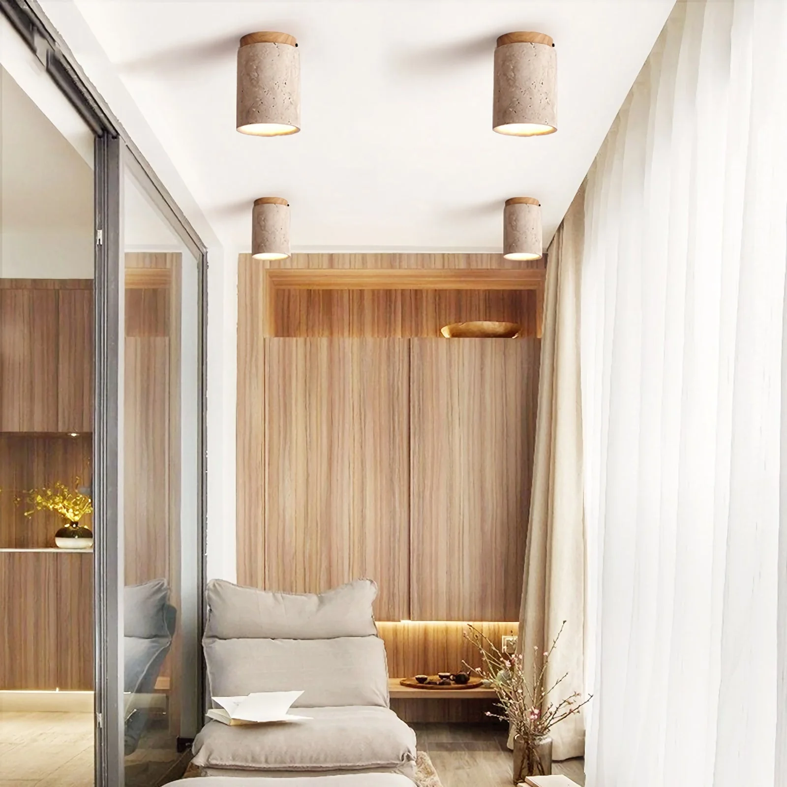 Cylinder Travertine Ceiling Light - Image 5
