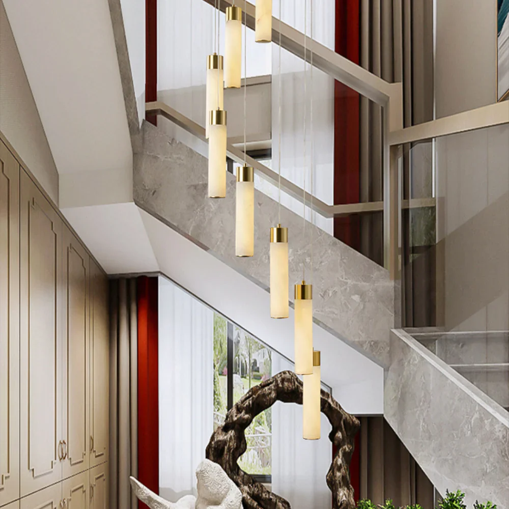 Cylindrical Celestial Alabaster Cascade Chandelier - Image 2