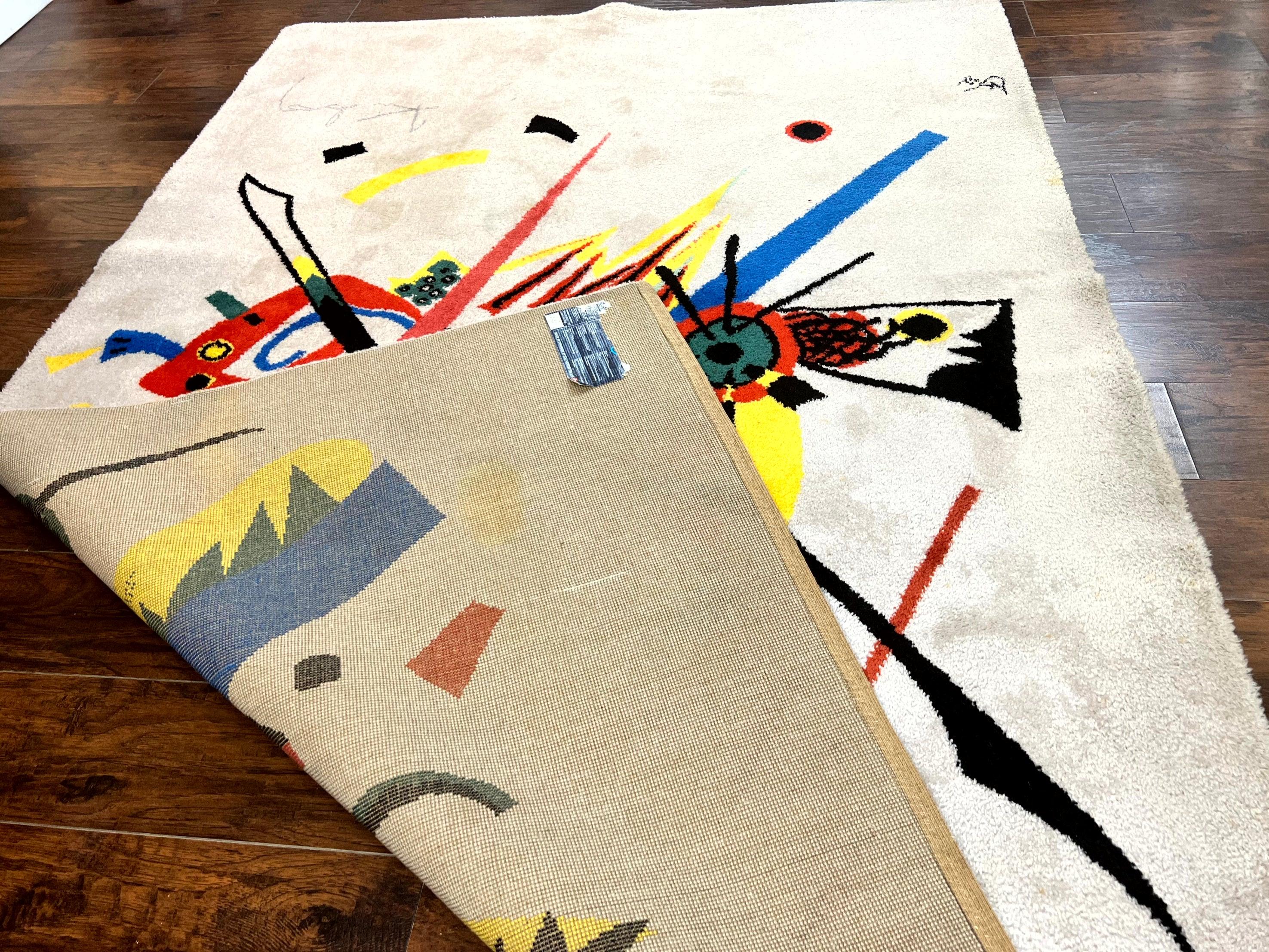 Danish Rya Shag Rug 6x9, EGE Axminster Carpet, Ivory, Modern Abstract Rug, Signed by Designer - Image 10