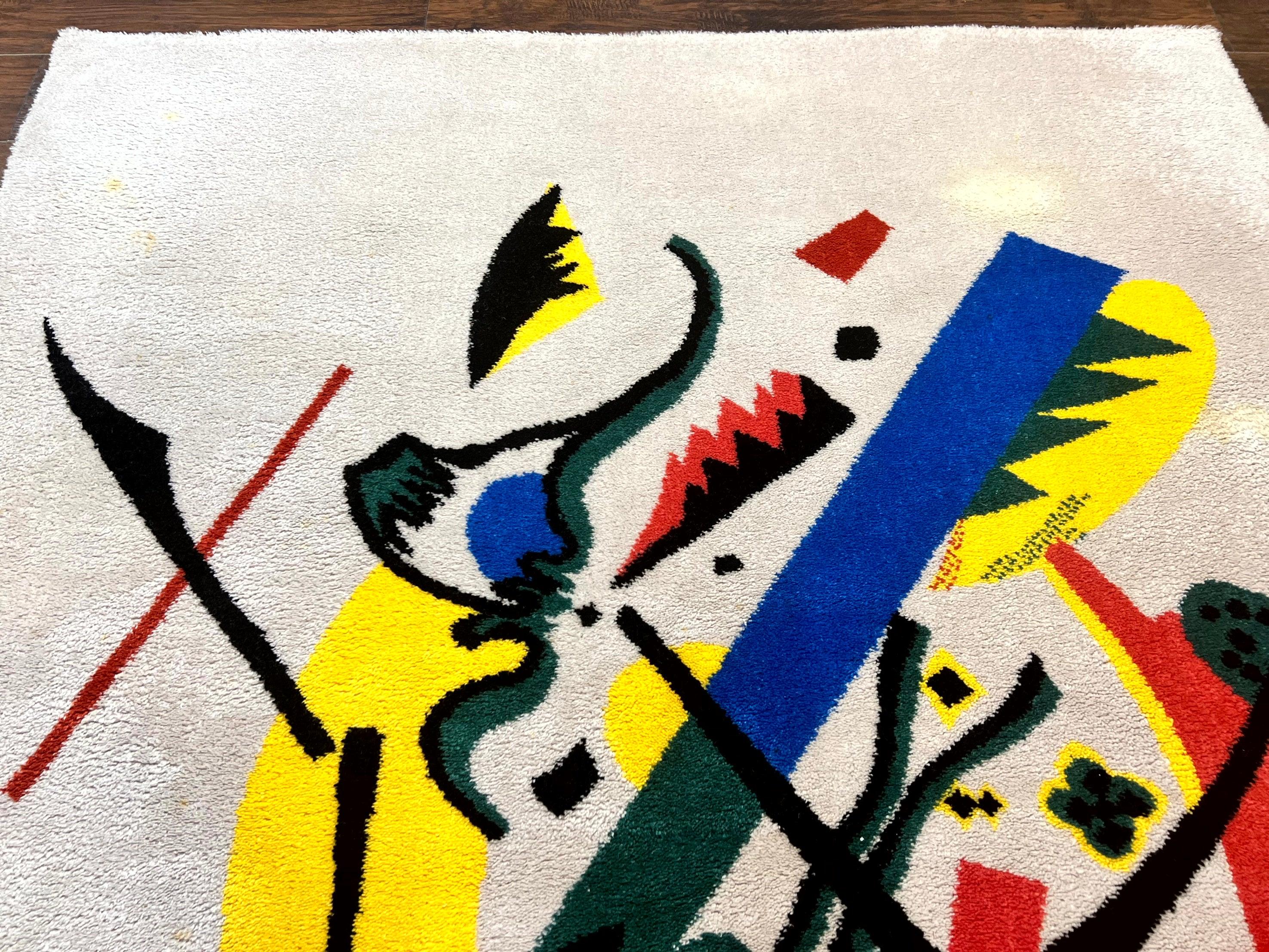 Danish Rya Shag Rug 6x9, EGE Axminster Carpet, Ivory, Modern Abstract Rug, Signed by Designer - Image 3