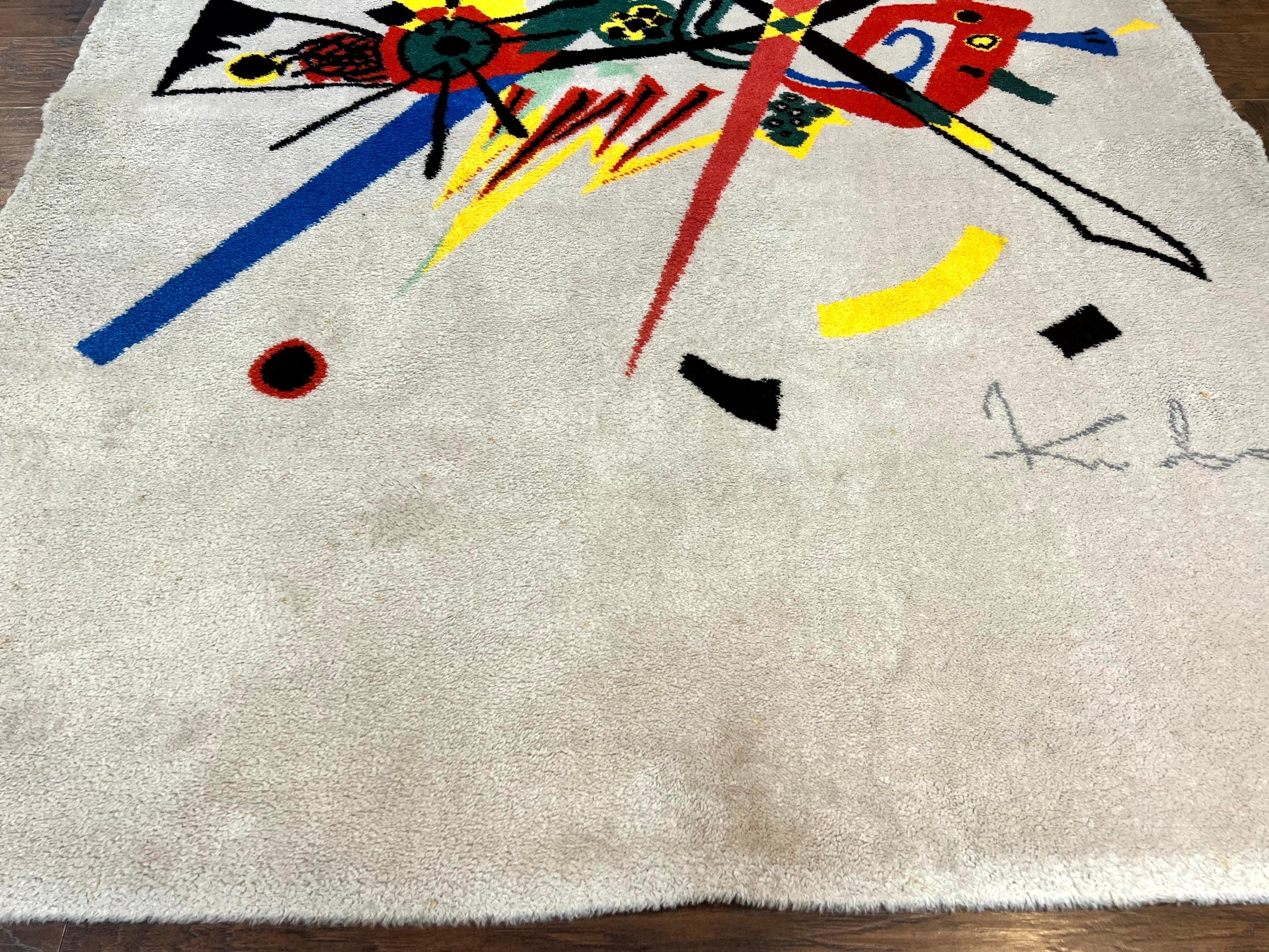 Danish Rya Shag Rug 6x9, EGE Axminster Carpet, Ivory, Modern Abstract Rug, Signed by Designer - Image 5