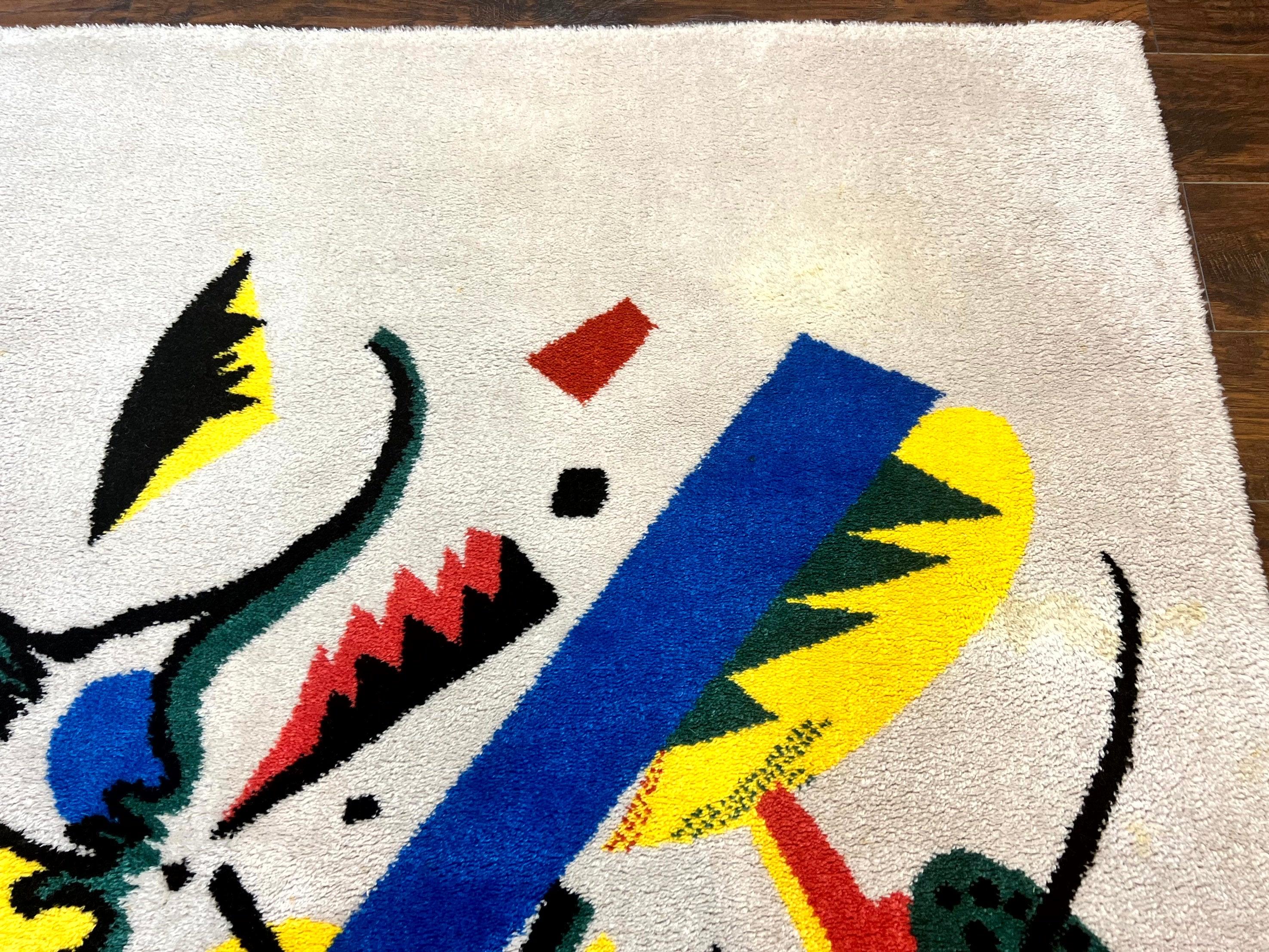 Danish Rya Shag Rug 6x9, EGE Axminster Carpet, Ivory, Modern Abstract Rug, Signed by Designer - Image 7