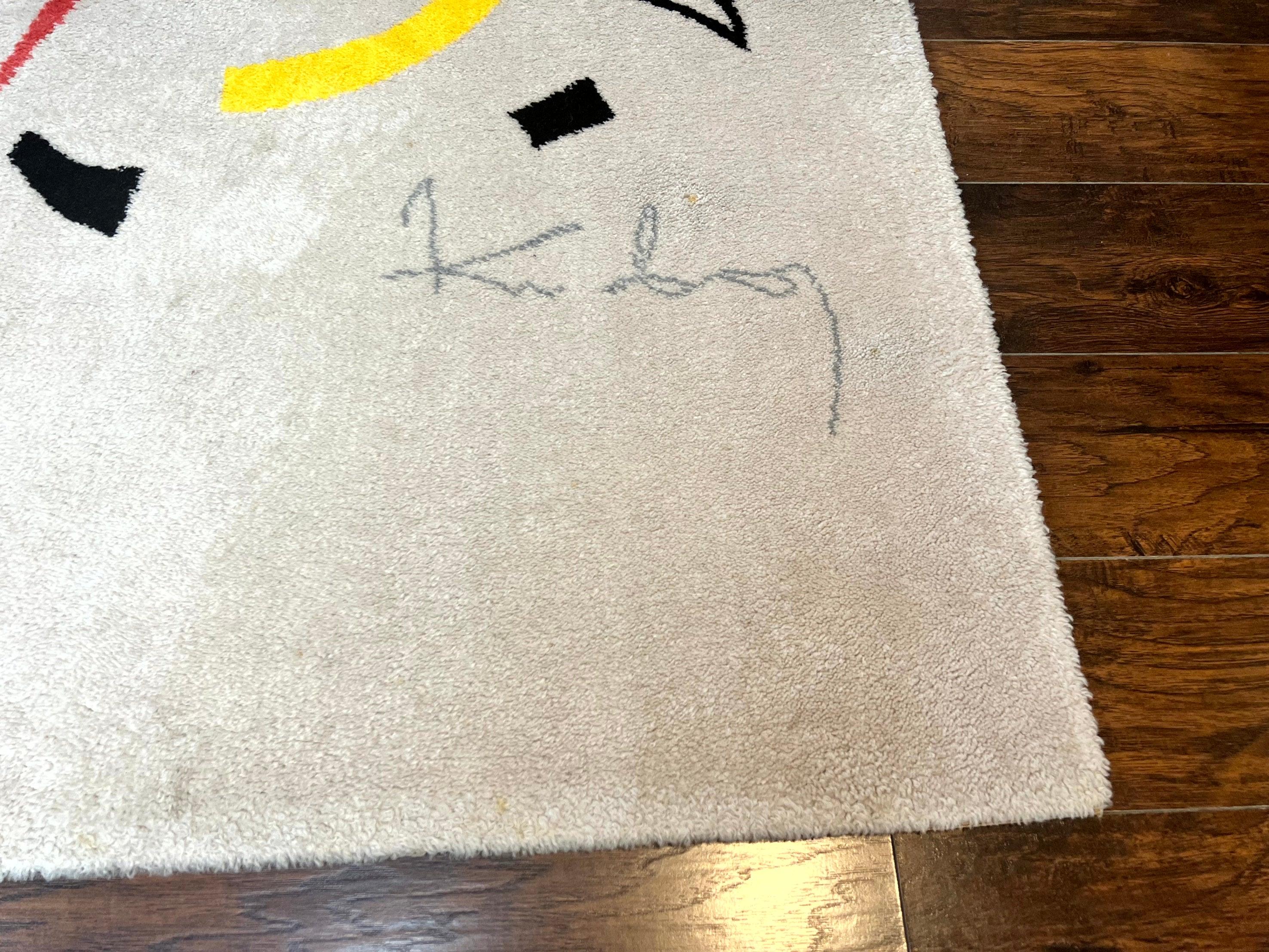Danish Rya Shag Rug 6x9, EGE Axminster Carpet, Ivory, Modern Abstract Rug, Signed by Designer - Image 9