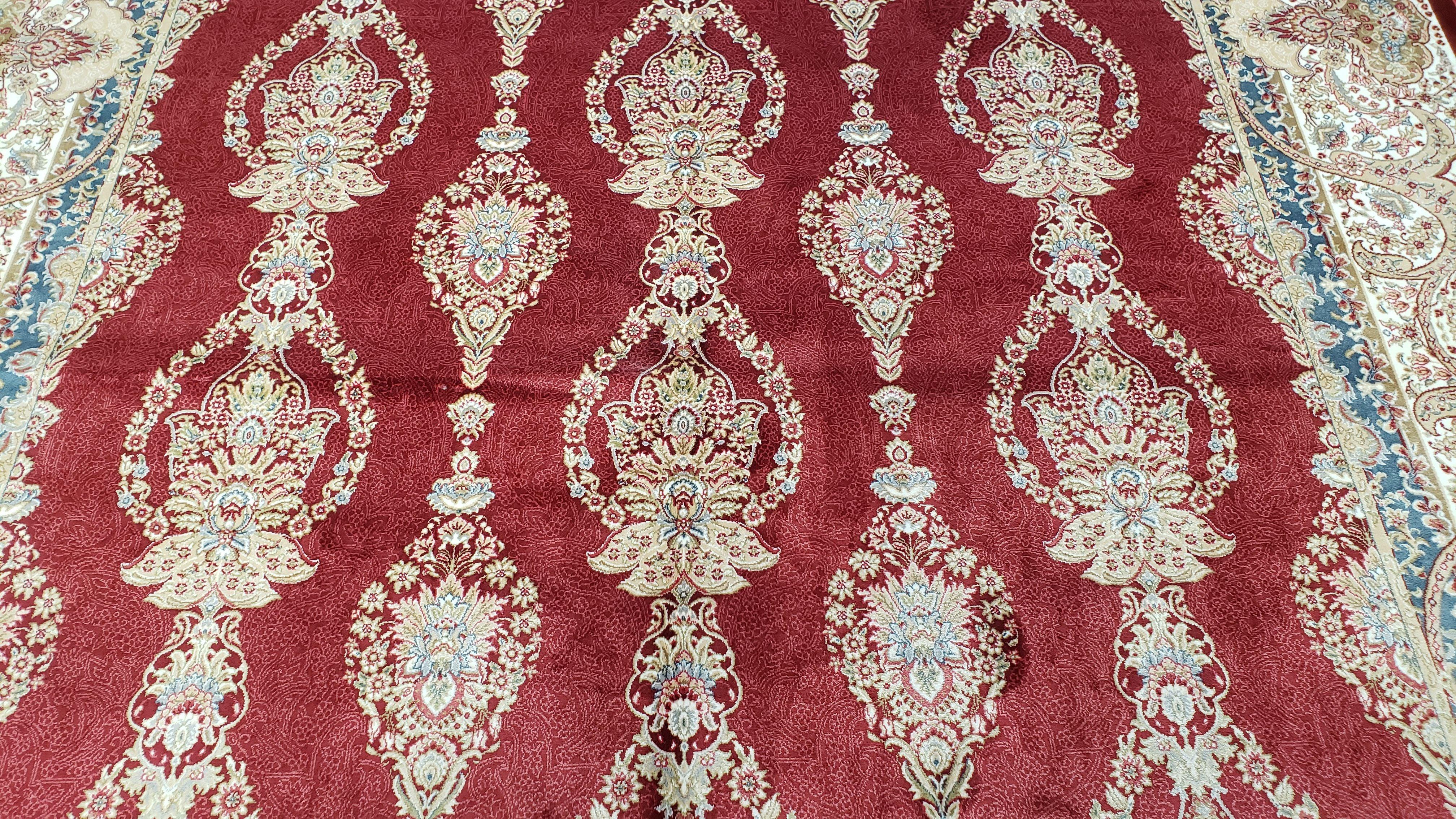 Dark Red Silk Carpet 5.3 x 7.6 ft, 5x8 Silk Rug, New Turkish Silk Carpet, Mint Condition, Beige & Red Area Rug, Bamboo Silk, High Quality - Image 3