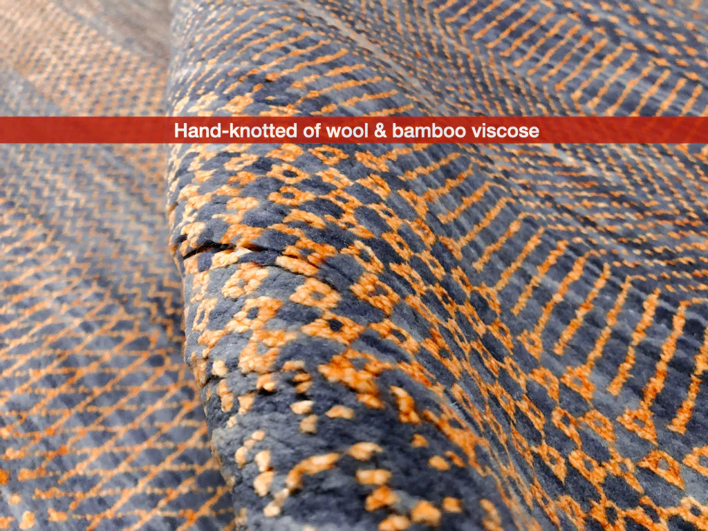 Durva Grass Design (10'01"x14'03") copper/blue-gray - Image 9
