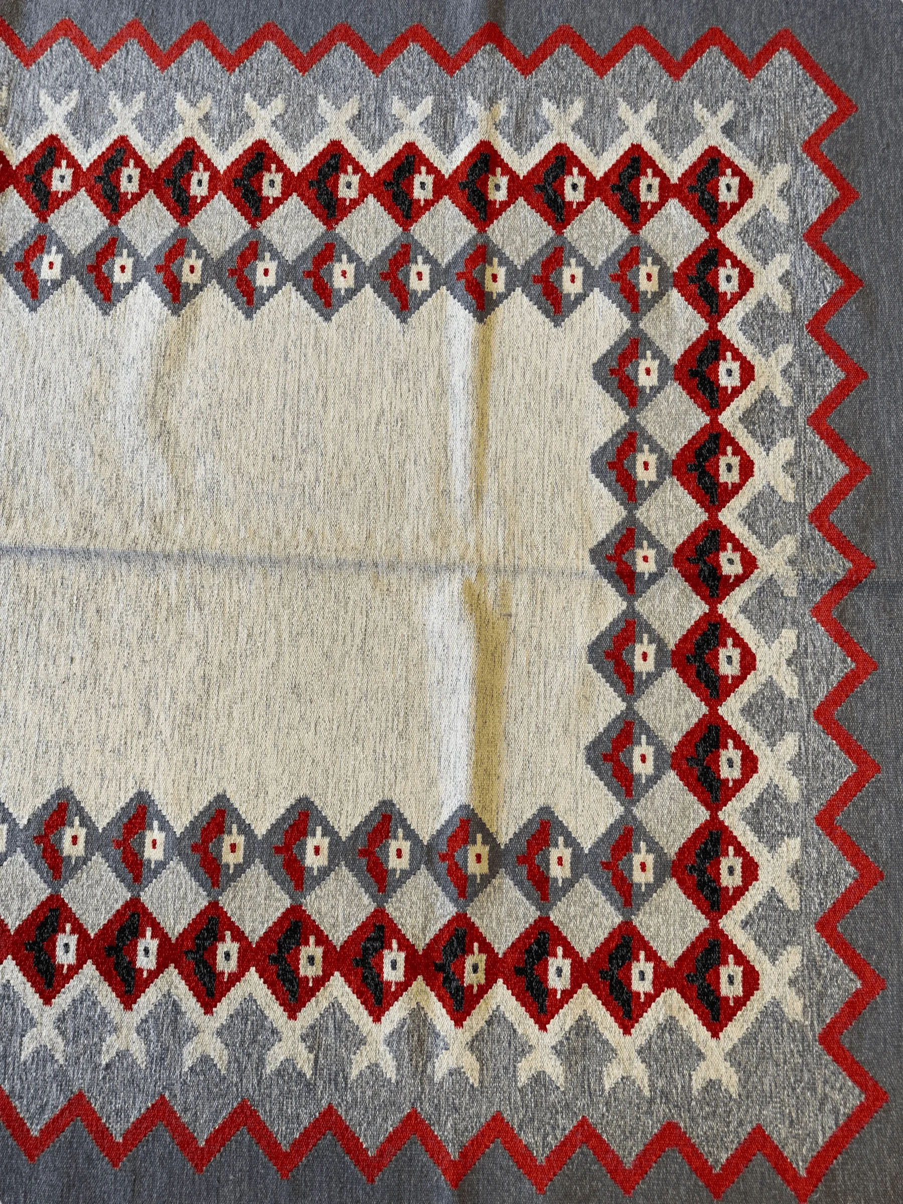 Eastern European Diamond Patterned Kilim Rug 6’4” x 9’1” - Image 4