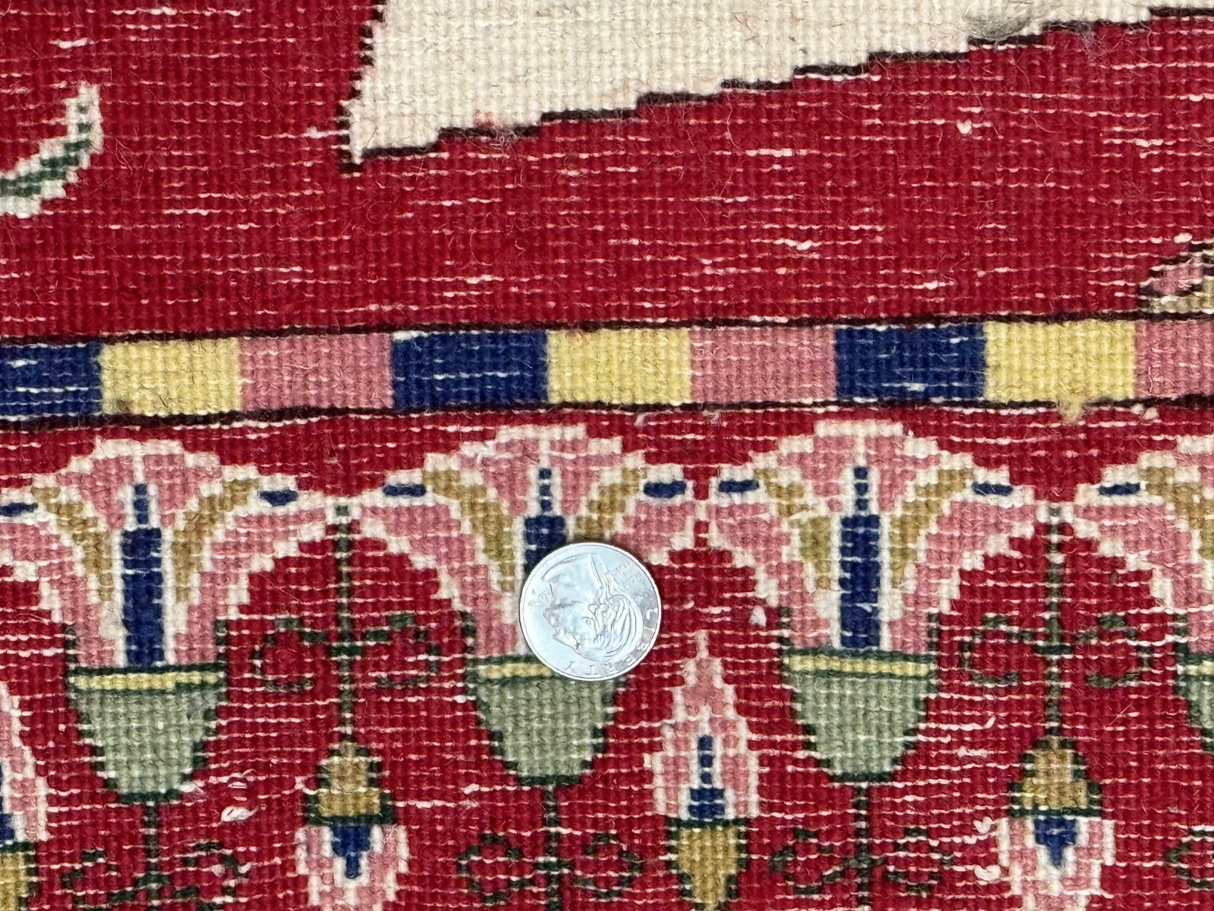 Egyptian Pictorial Rug 3x4, Hieroglyphic Pictorial Rug, Egyptian Prince and Princess, Cleopatra, Vintage Handmade, Red - Image 10