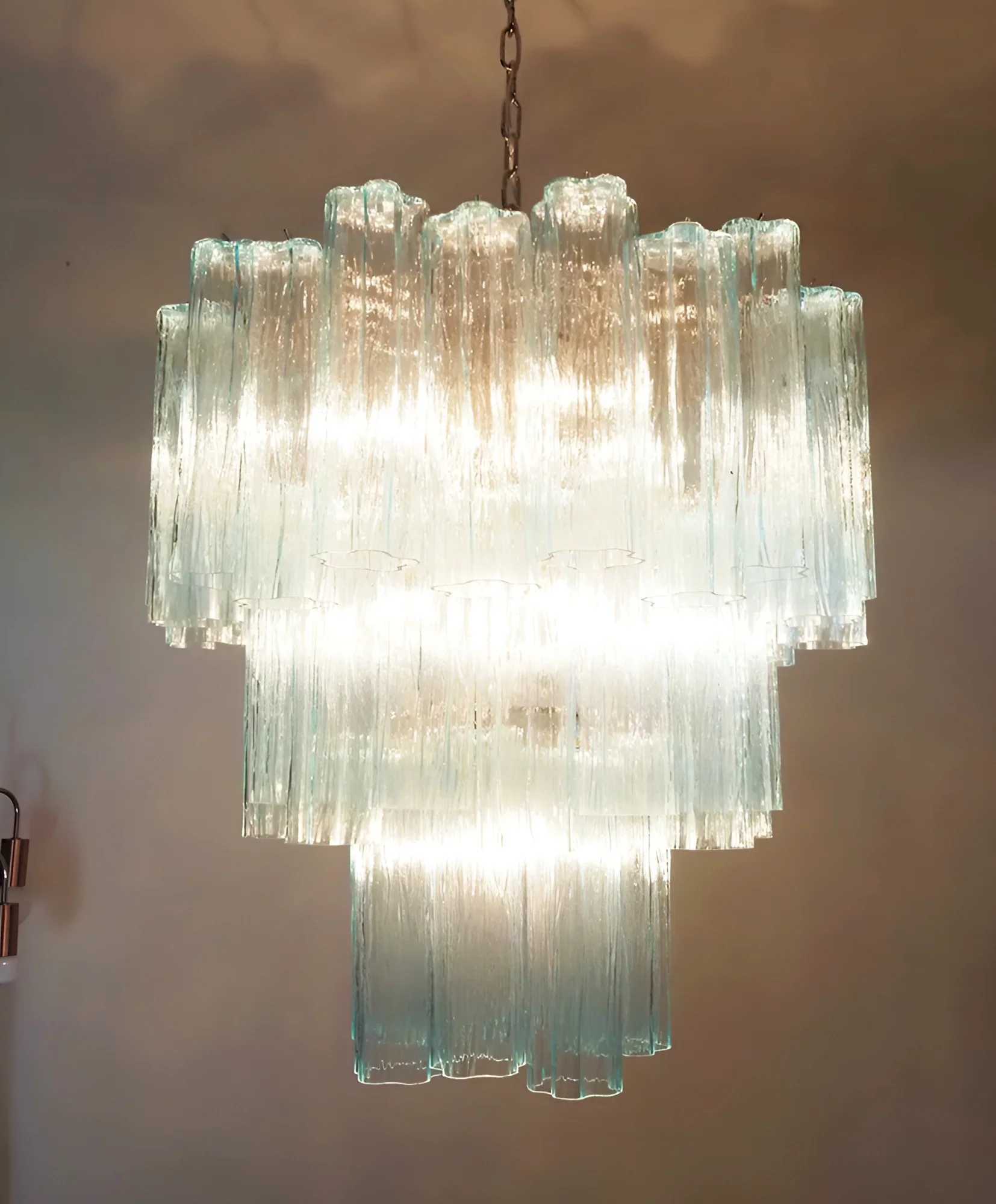 Elegant Blue Murano Glass Tube Chandelier - Image 11
