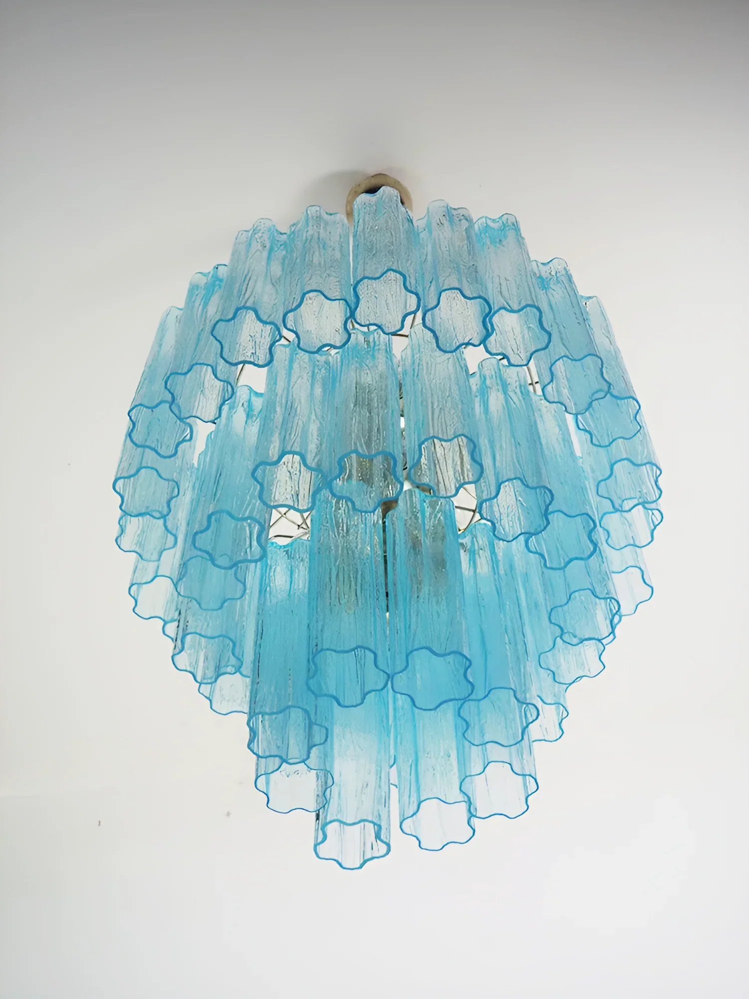 Elegant Blue Murano Glass Tube Chandelier - Image 13
