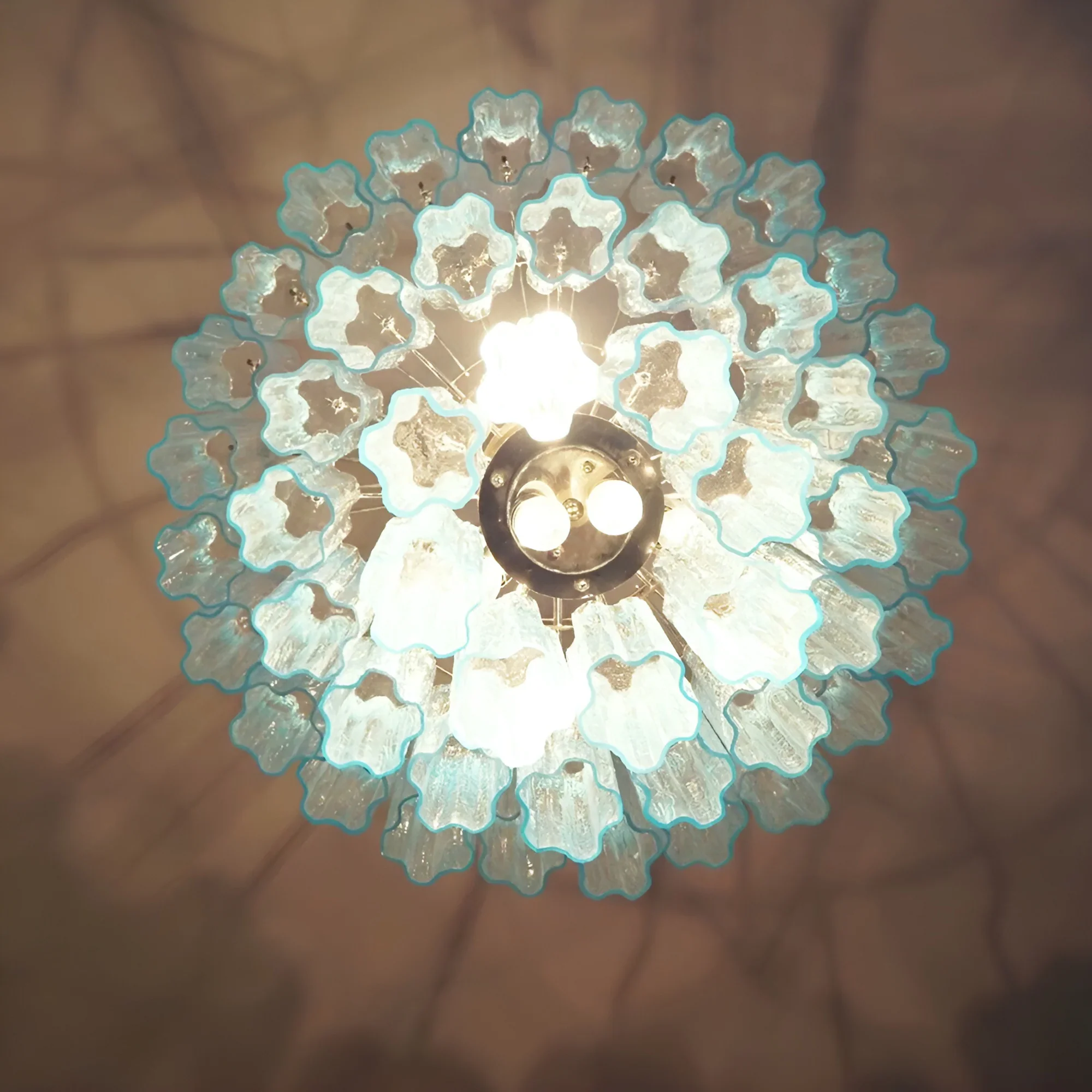 Elegant Blue Murano Glass Tube Chandelier - Image 14