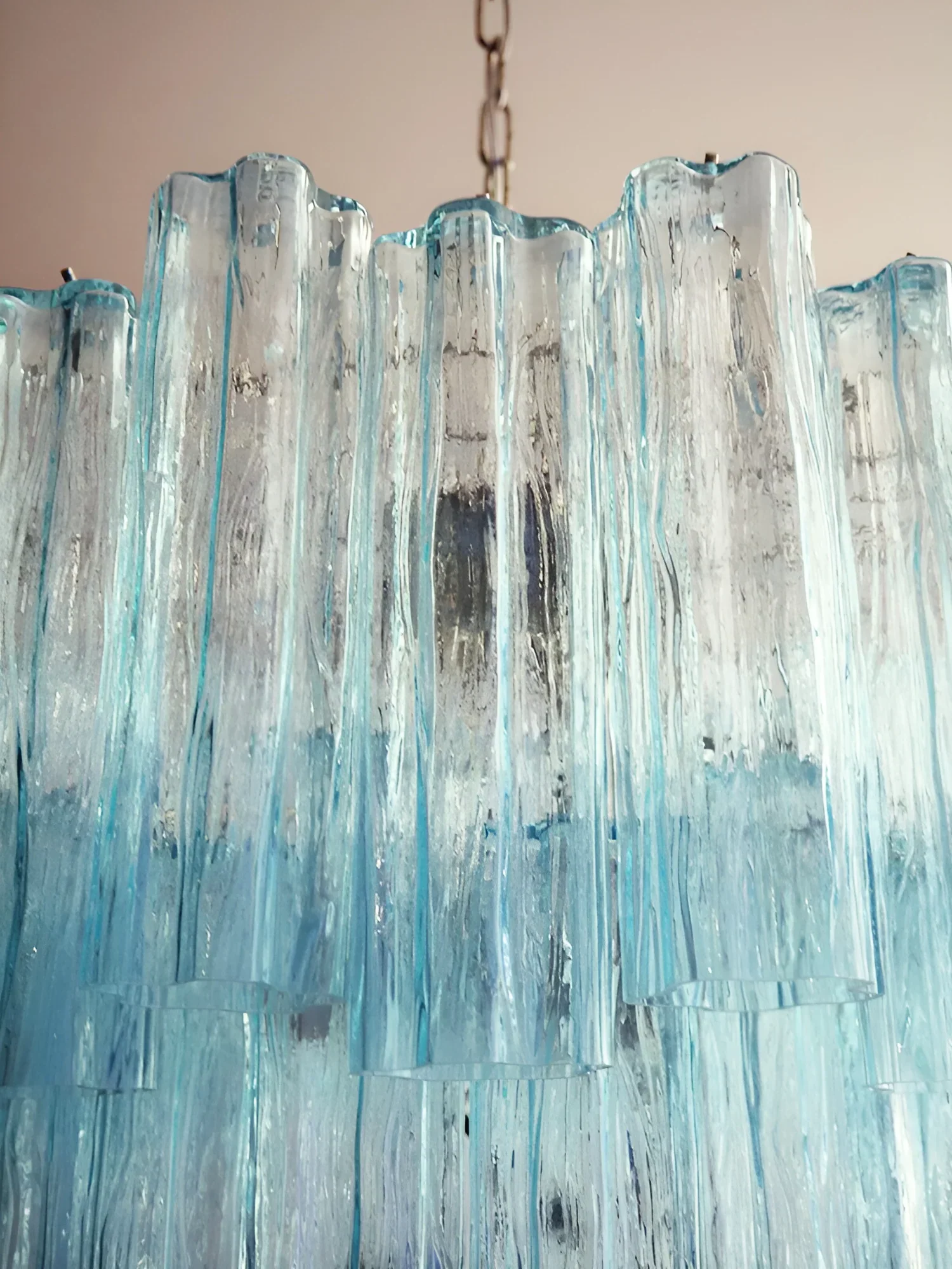 Elegant Blue Murano Glass Tube Chandelier - Image 16