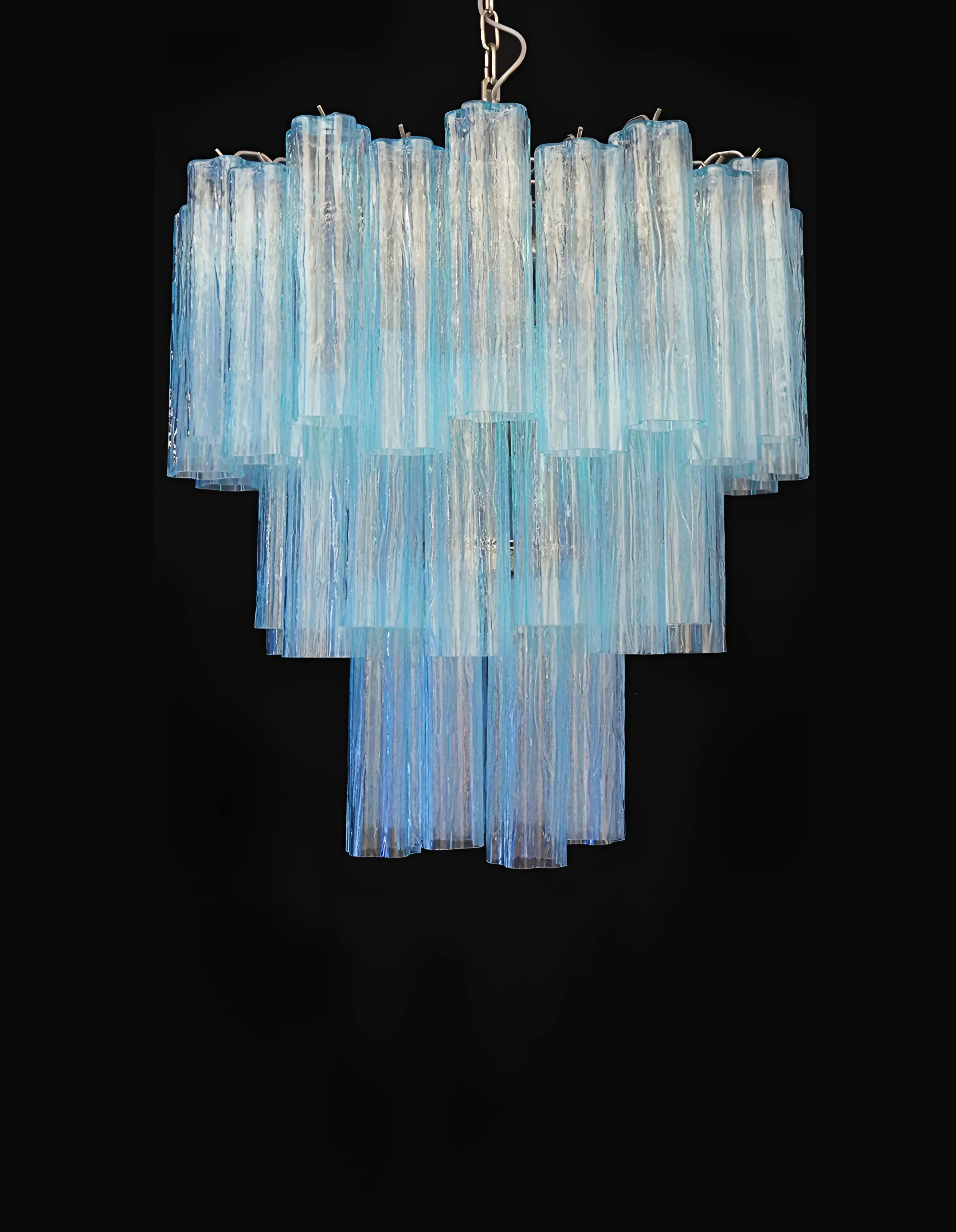 Elegant Blue Murano Glass Tube Chandelier - Image 17