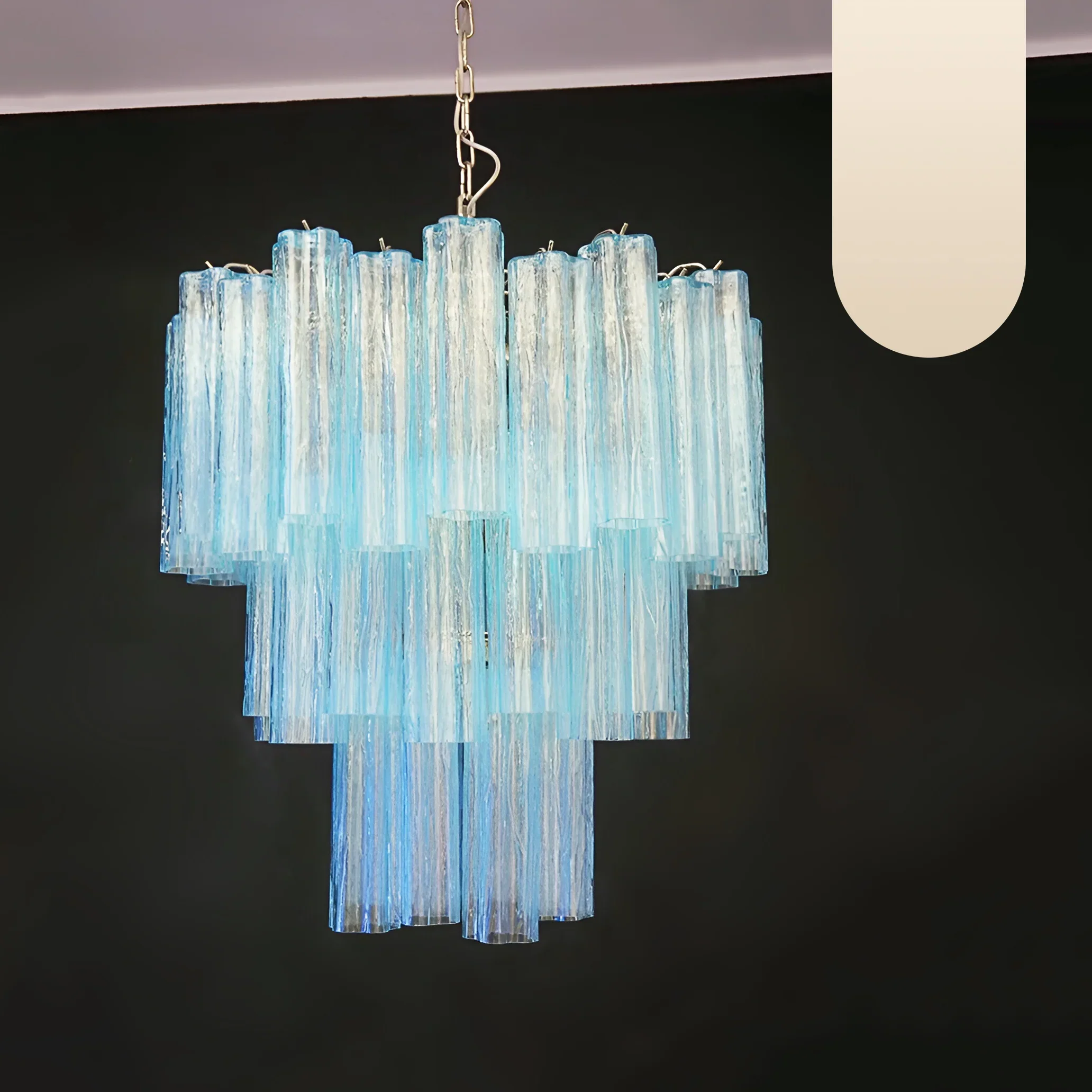 Elegant Blue Murano Glass Tube Chandelier - Image 18