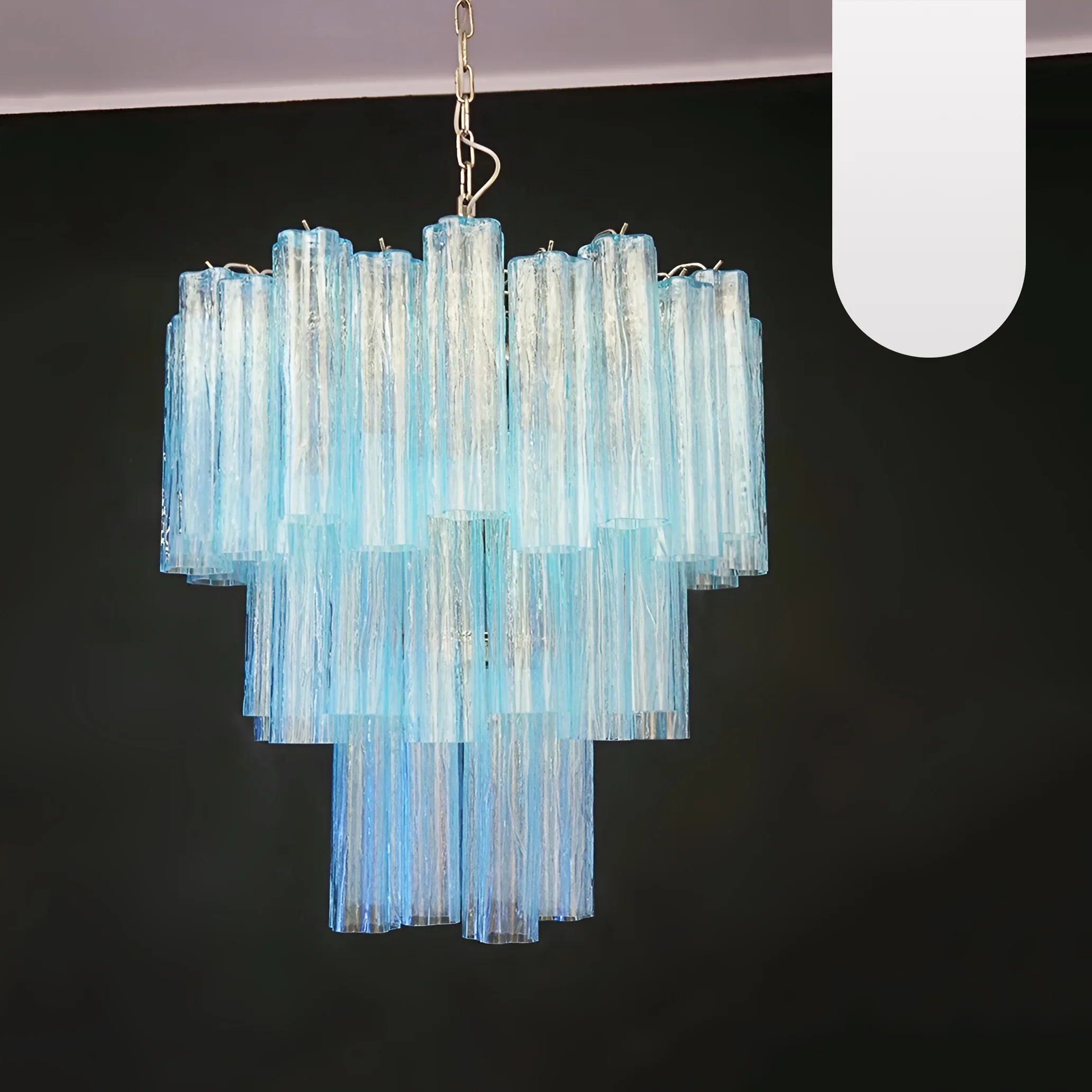 Elegant Blue Murano Glass Tube Chandelier - Image 19