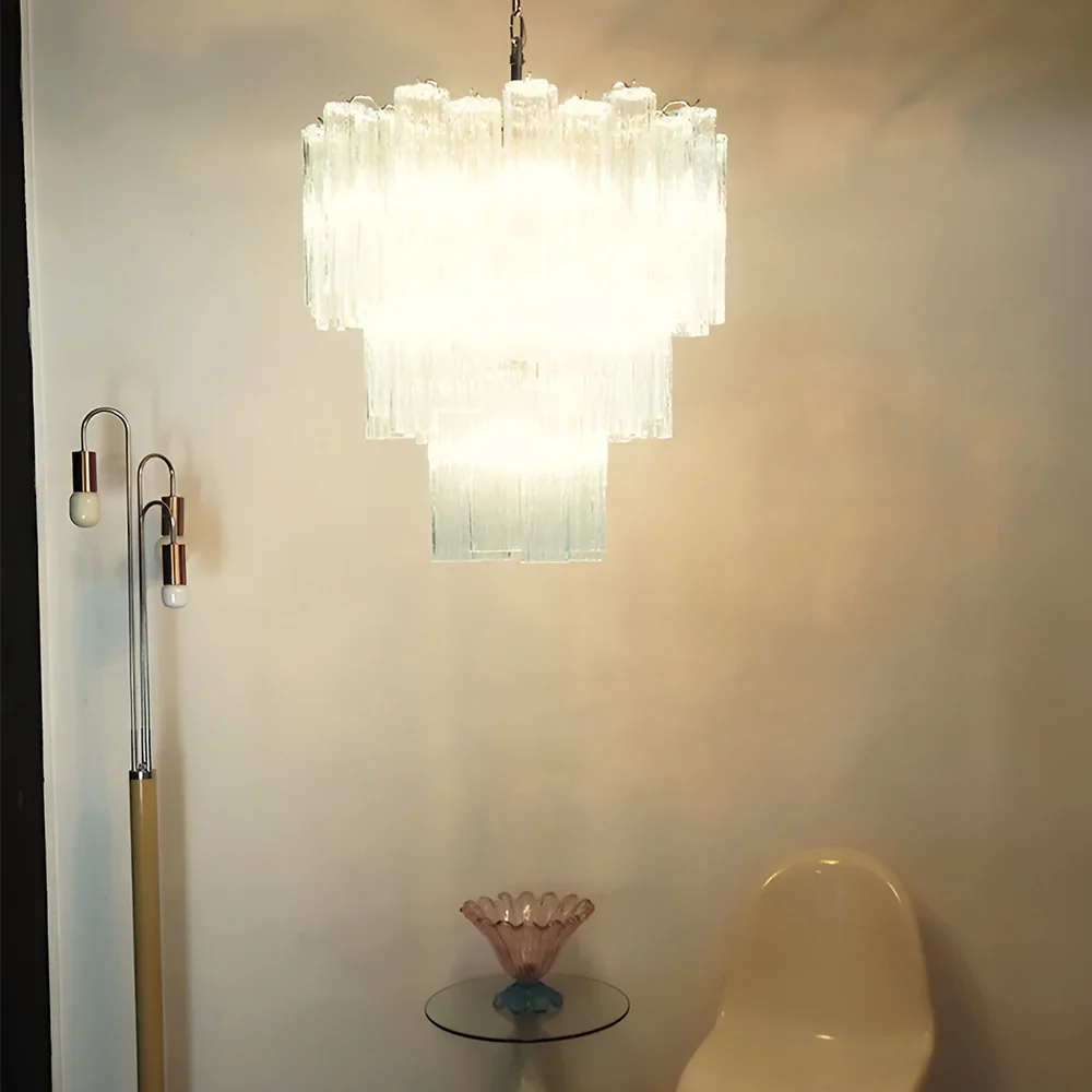 Elegant Blue Murano Glass Tube Chandelier - Image 2