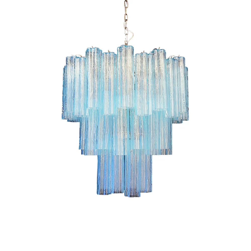 Elegant Blue Murano Glass Tube Chandelier - Image 21