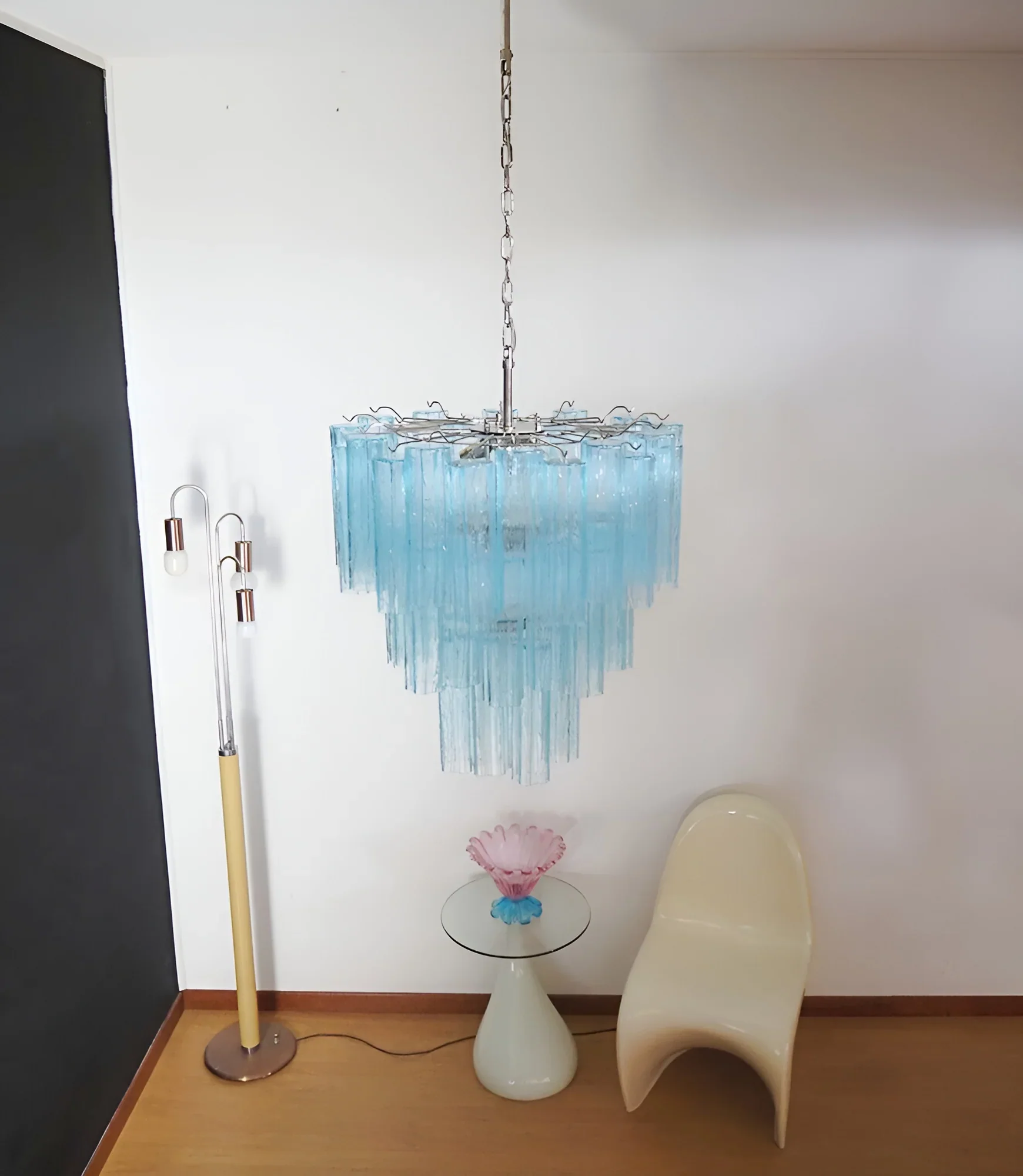 Elegant Blue Murano Glass Tube Chandelier - Image 4