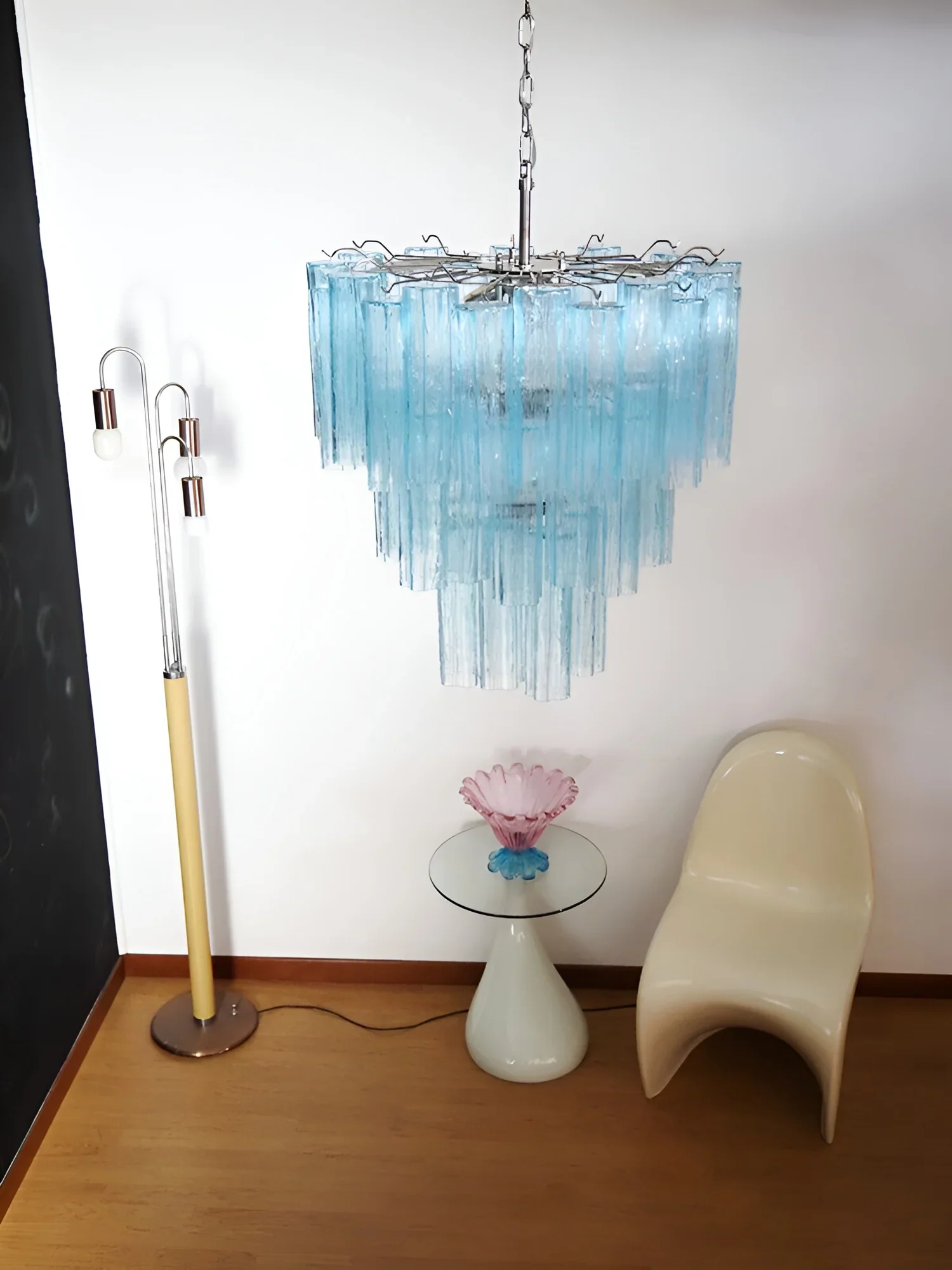 Elegant Blue Murano Glass Tube Chandelier - Image 5