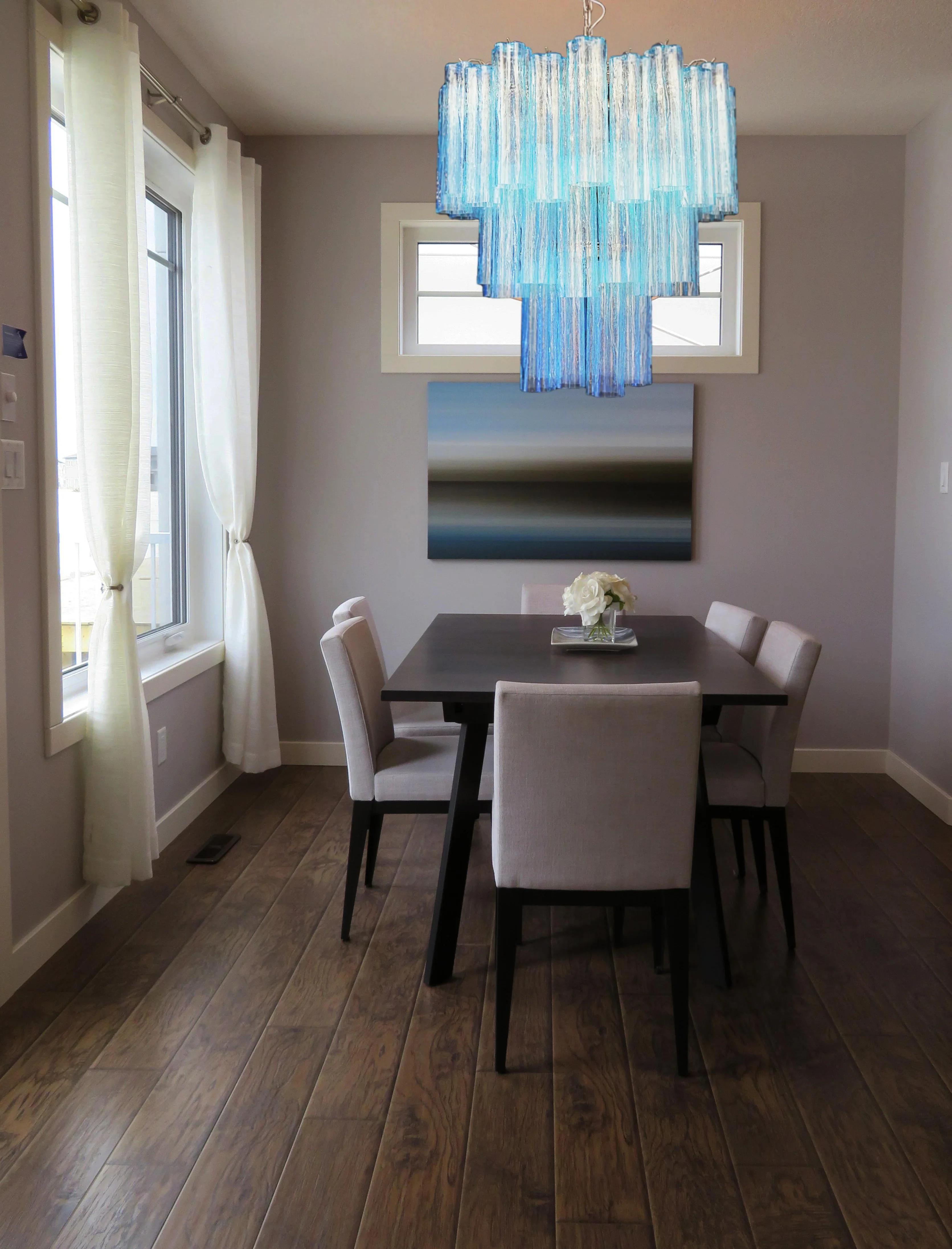 Elegant Blue Murano Glass Tube Chandelier - Image 7