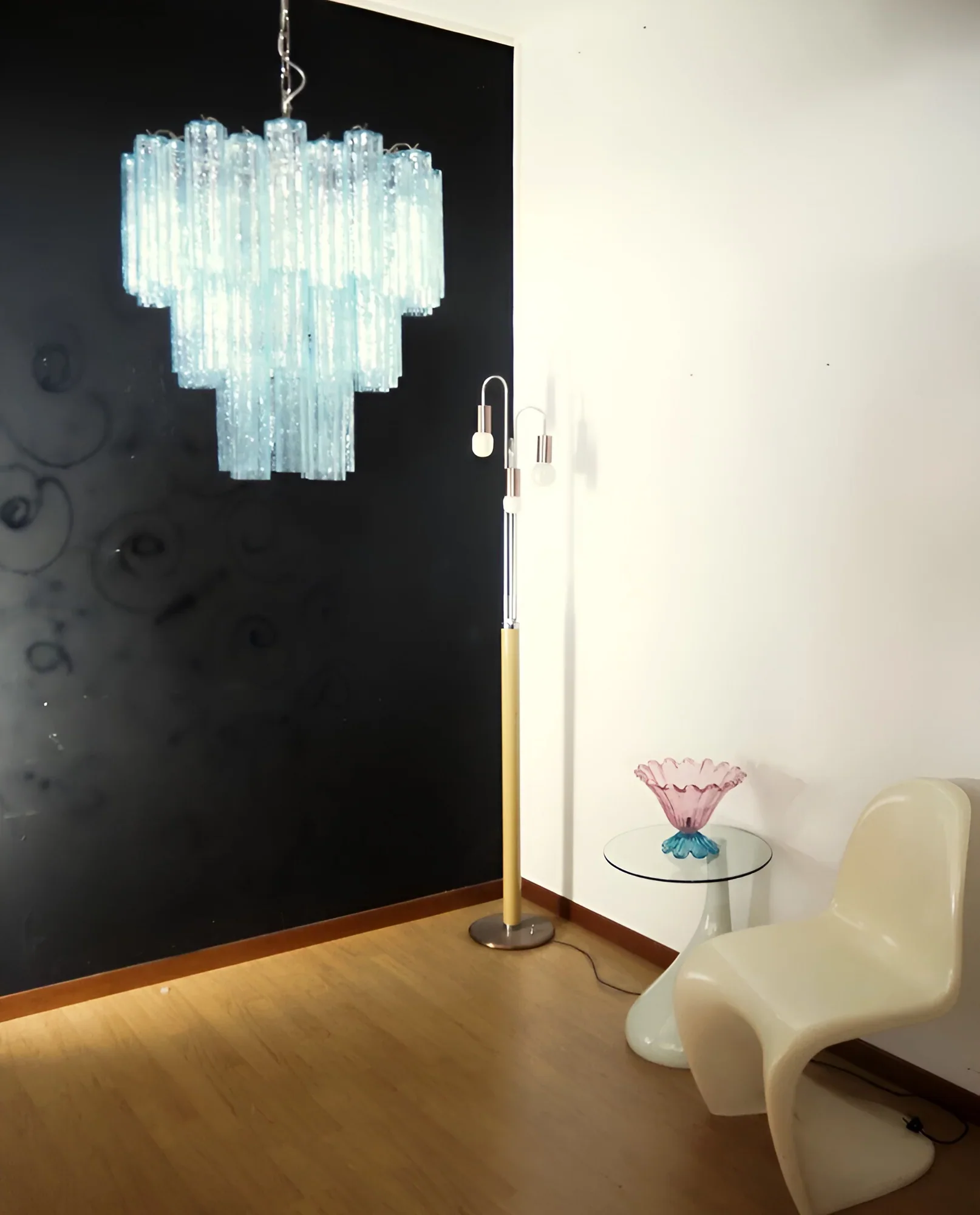Elegant Blue Murano Glass Tube Chandelier - Image 8