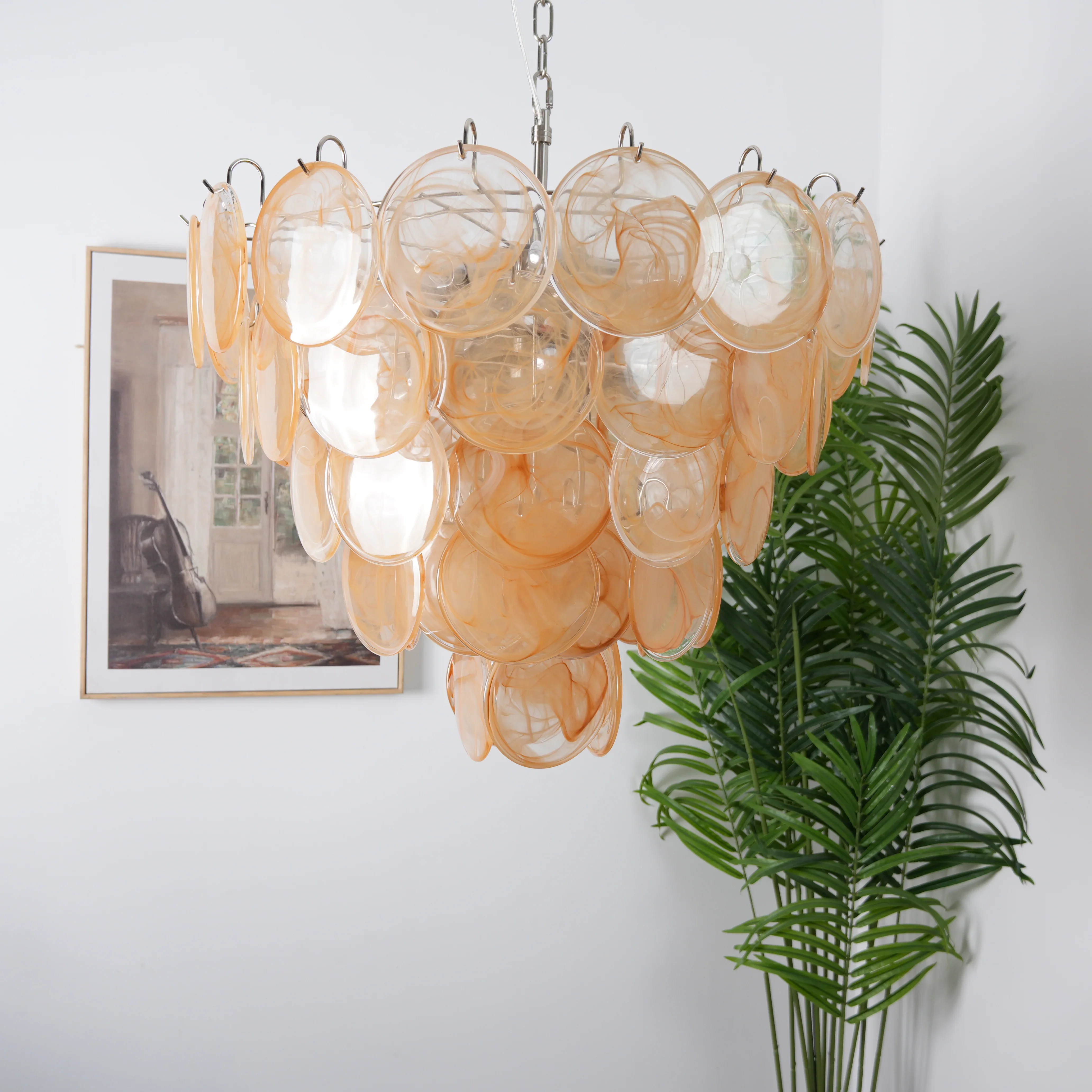 Elegant Gold Murano Disc Chandelier - Image 11