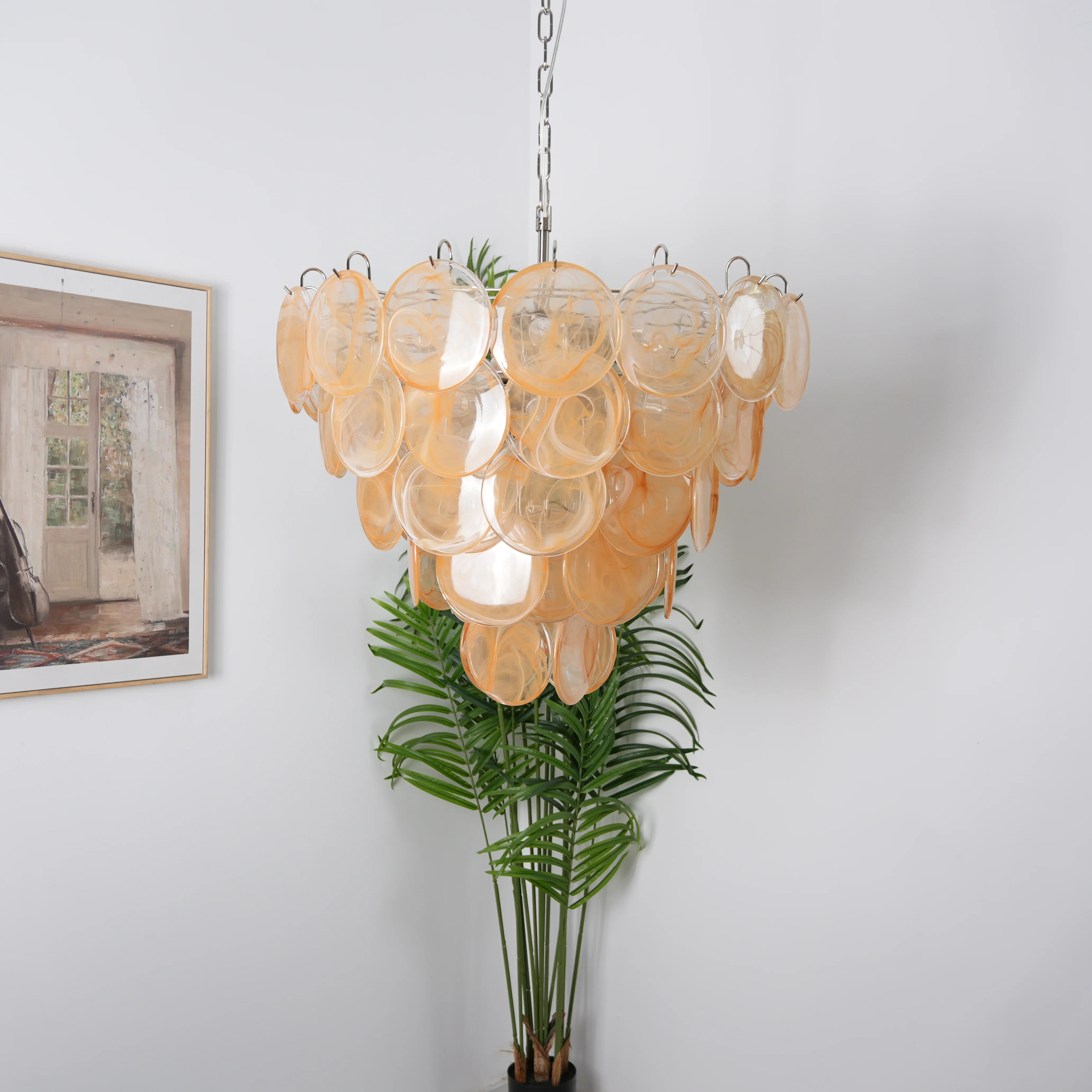 Elegant Gold Murano Disc Chandelier - Image 12