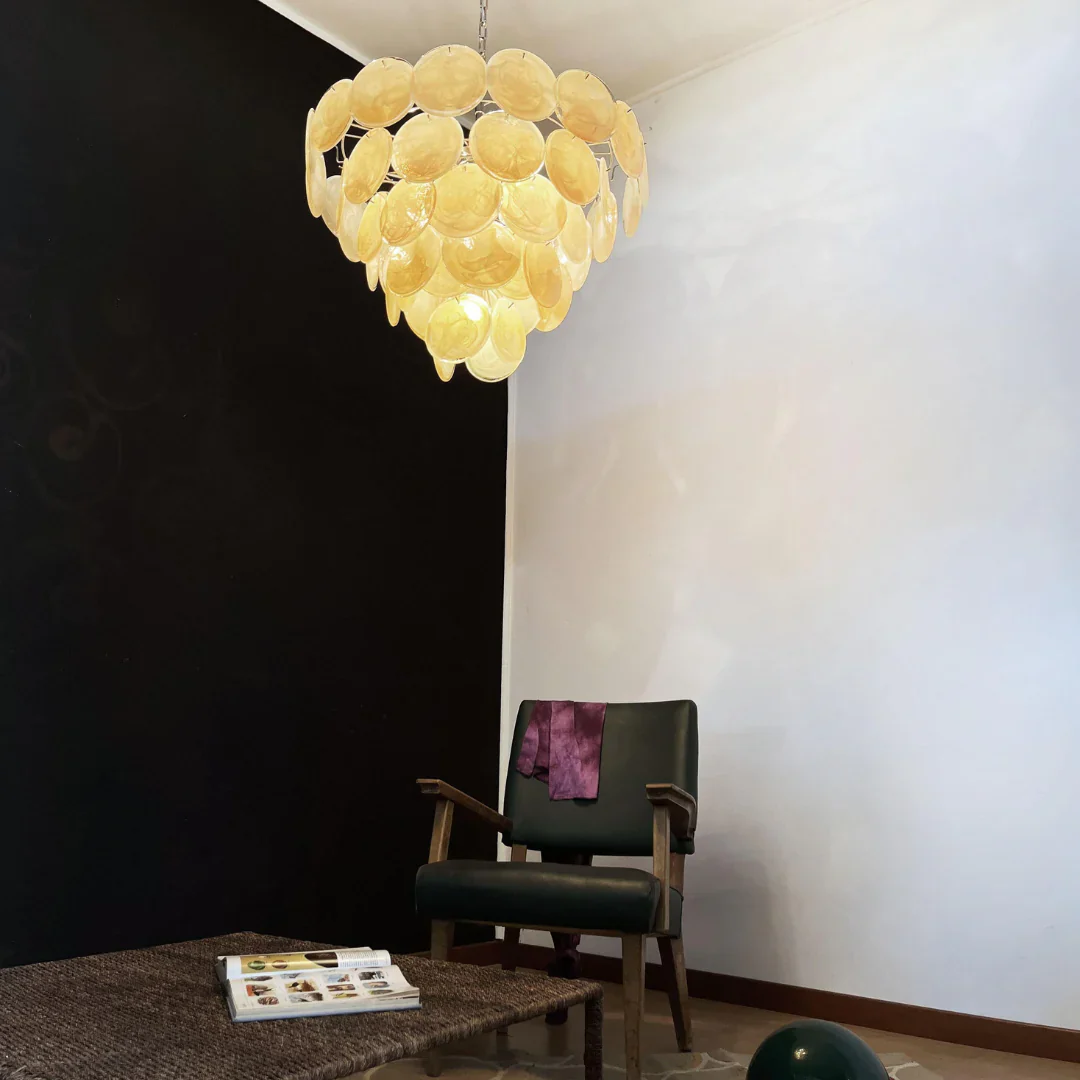 Elegant Gold Murano Disc Chandelier - Image 13