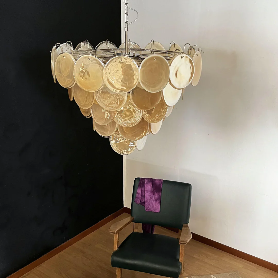 Elegant Gold Murano Disc Chandelier - Image 15
