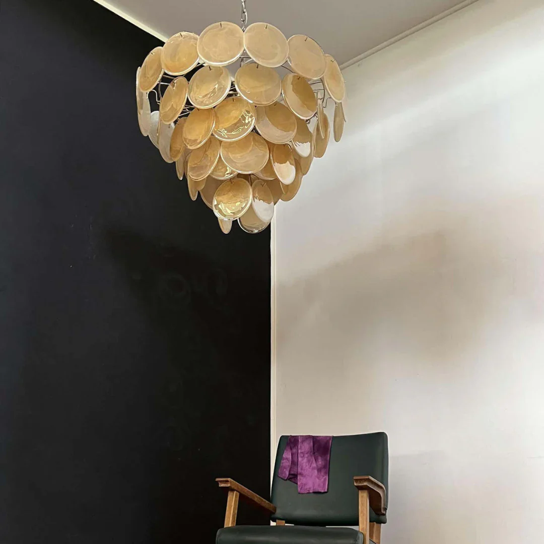 Elegant Gold Murano Disc Chandelier - Image 16