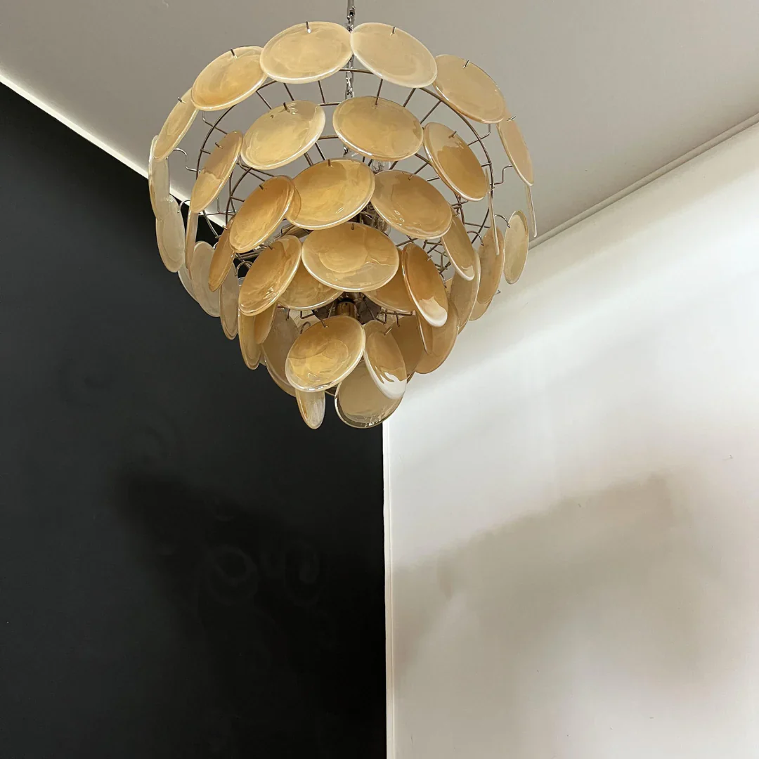 Elegant Gold Murano Disc Chandelier - Image 17