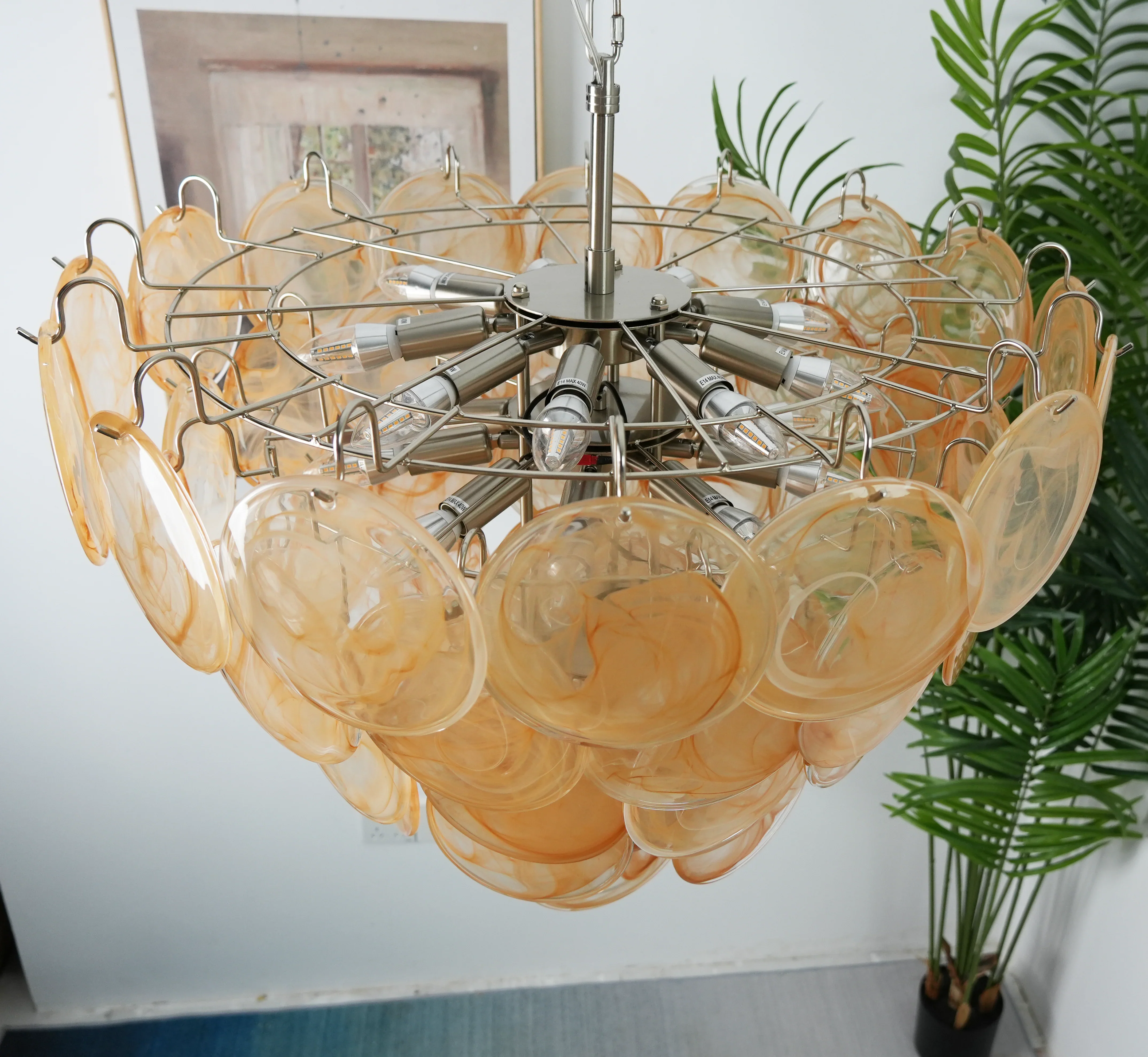 Elegant Gold Murano Disc Chandelier - Image 18