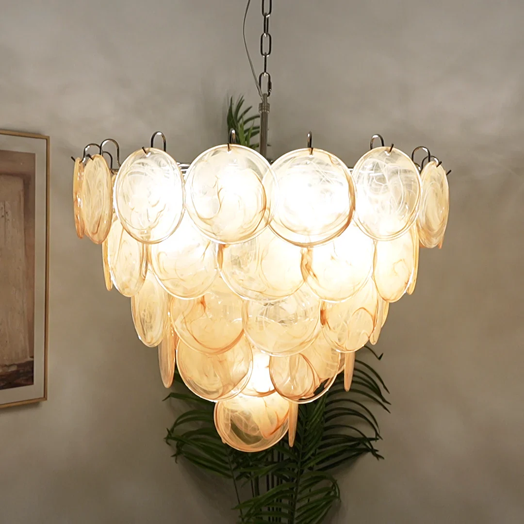 Elegant Gold Murano Disc Chandelier - Image 19