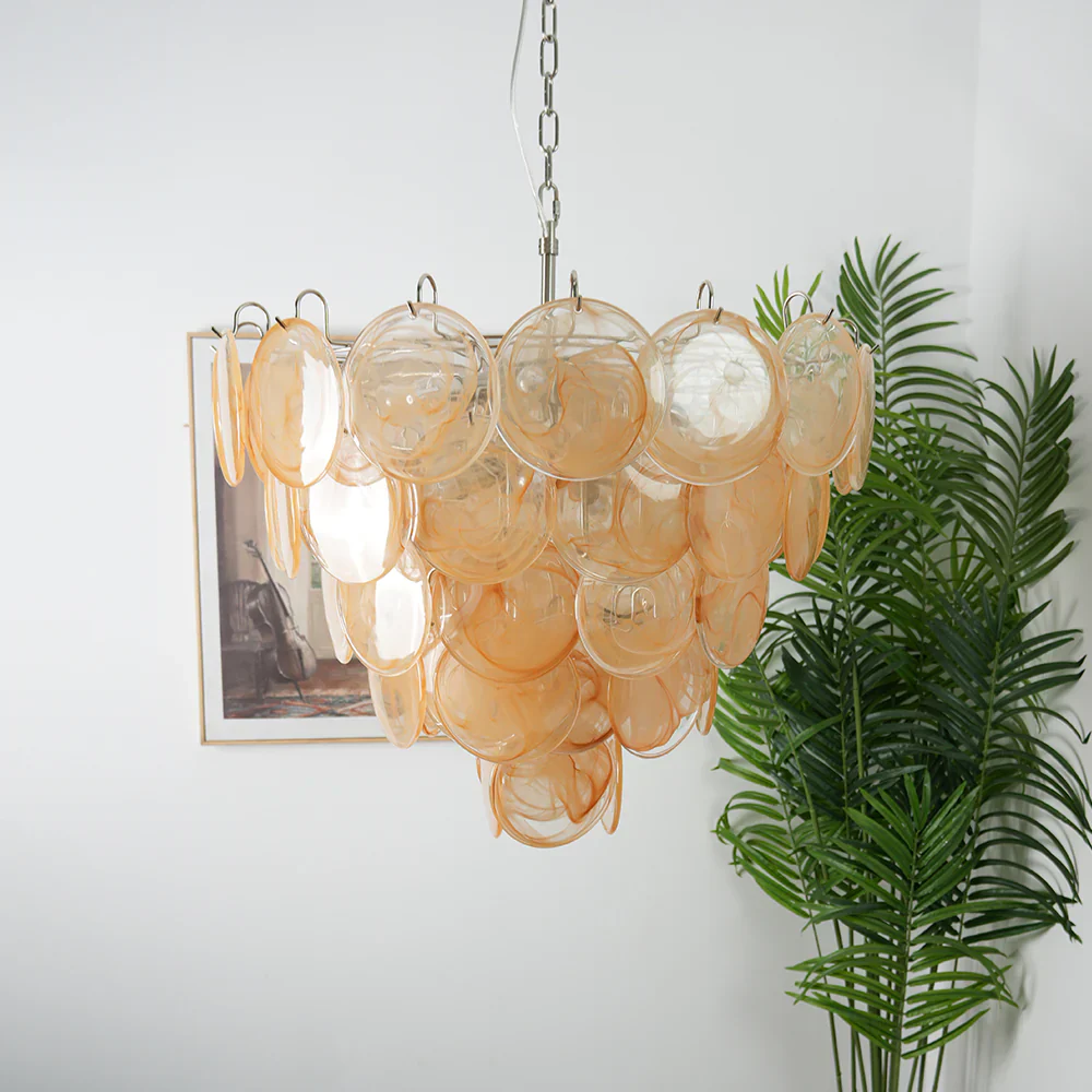 Elegant Gold Murano Disc Chandelier - Image 2