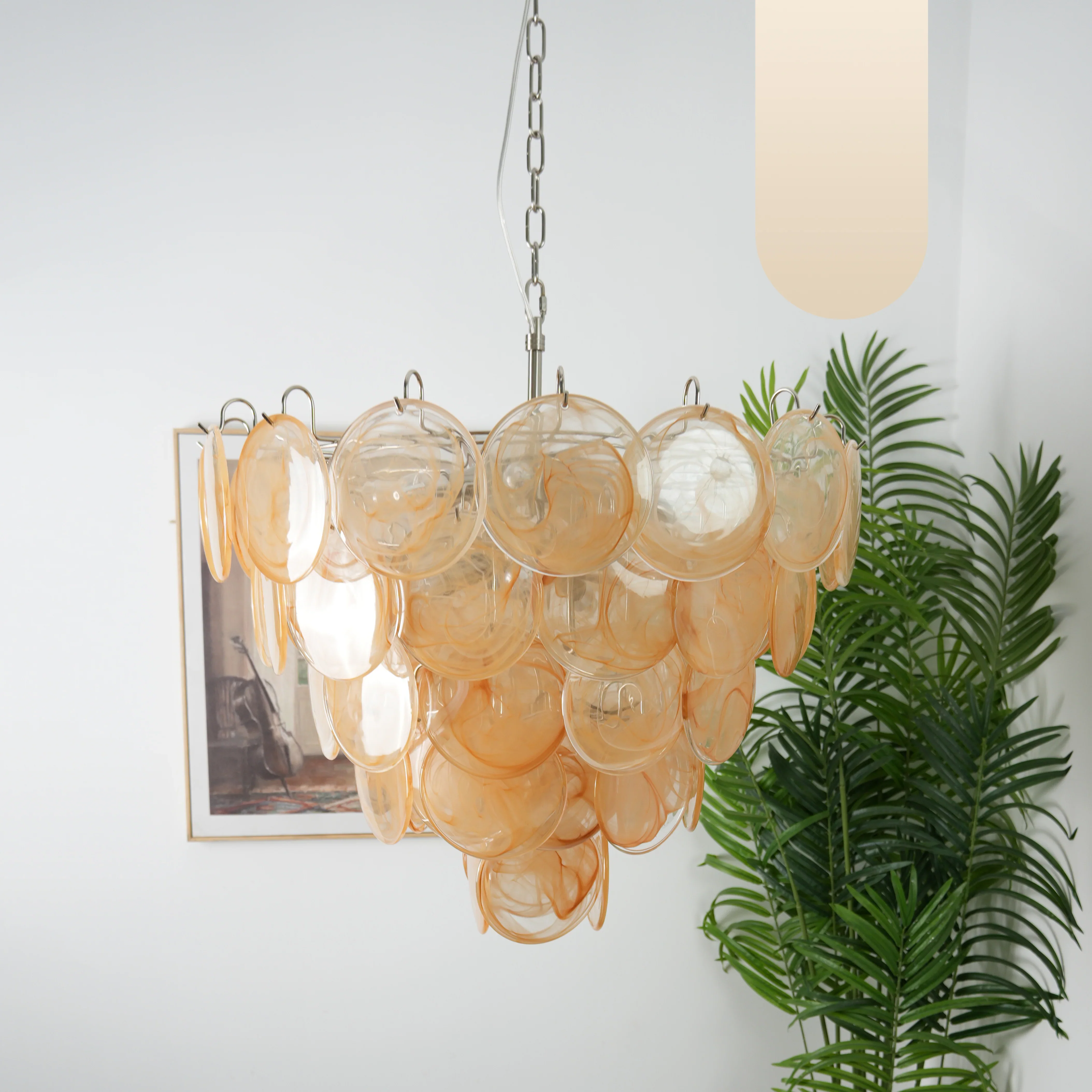 Elegant Gold Murano Disc Chandelier - Image 21