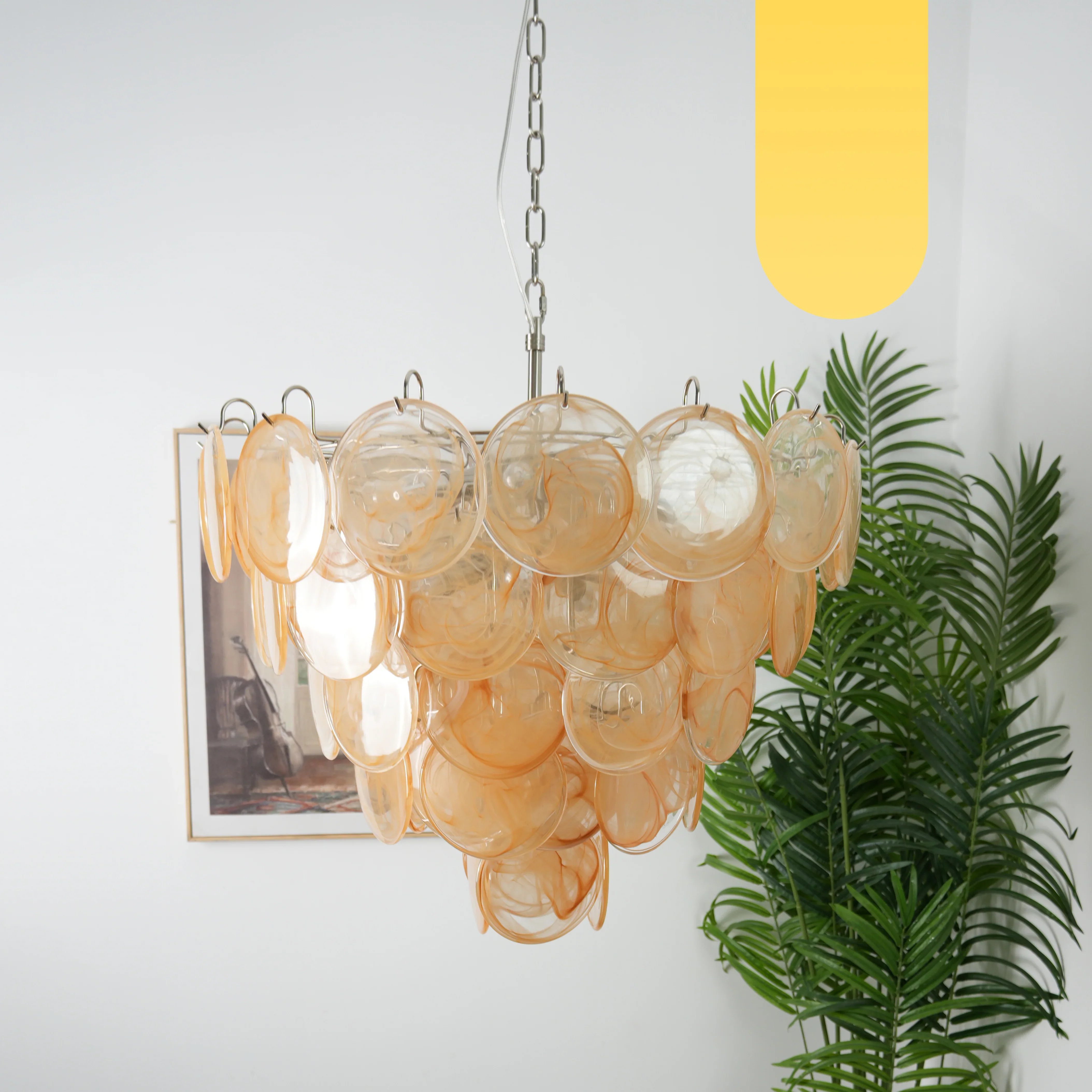 Elegant Gold Murano Disc Chandelier - Image 22