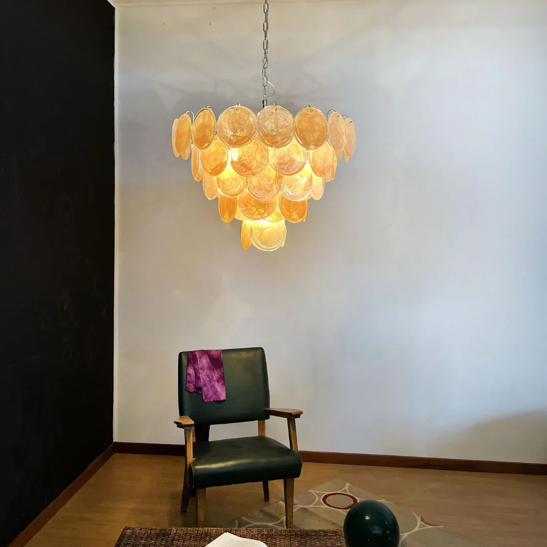 Elegant Gold Murano Disc Chandelier - Image 4