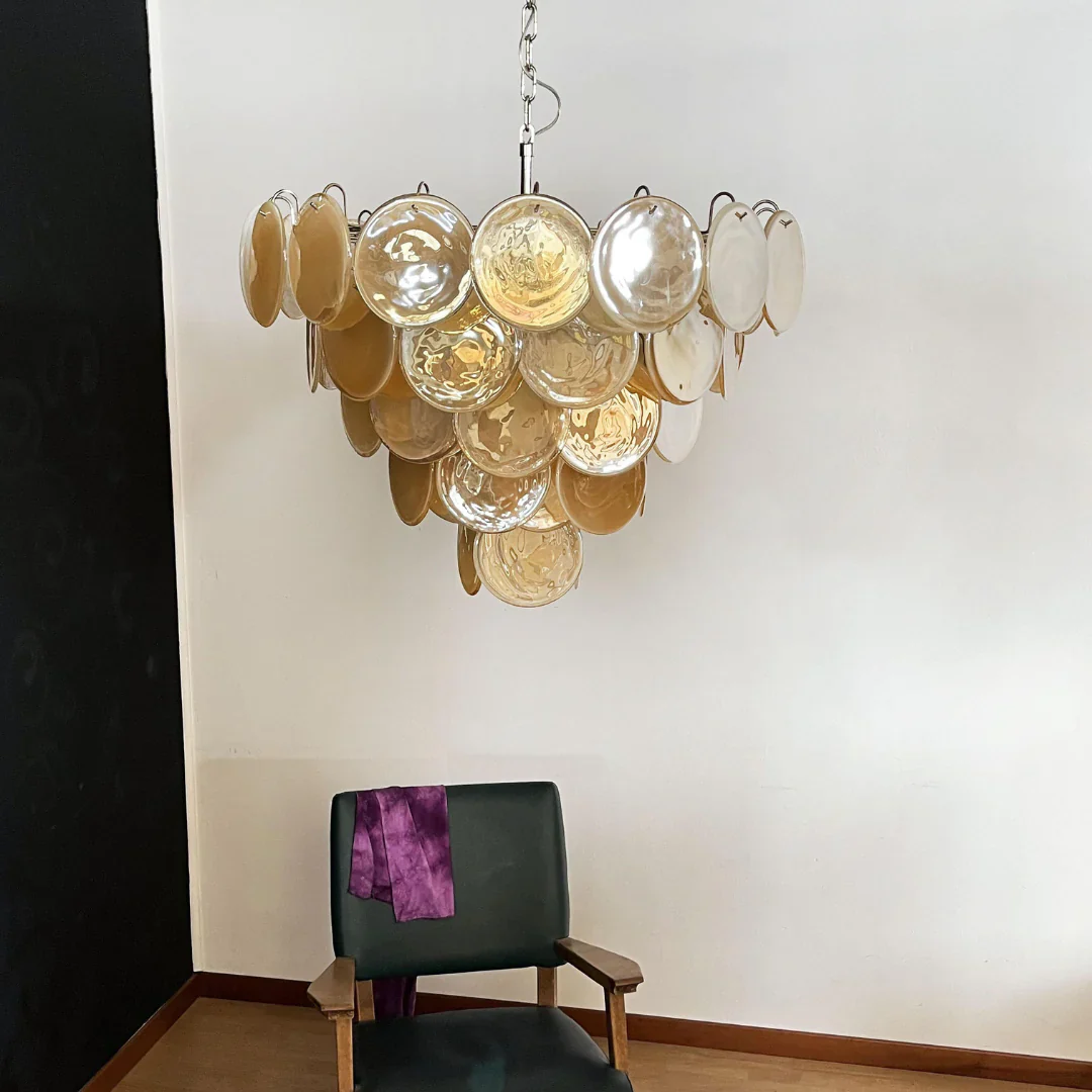 Elegant Gold Murano Disc Chandelier - Image 5