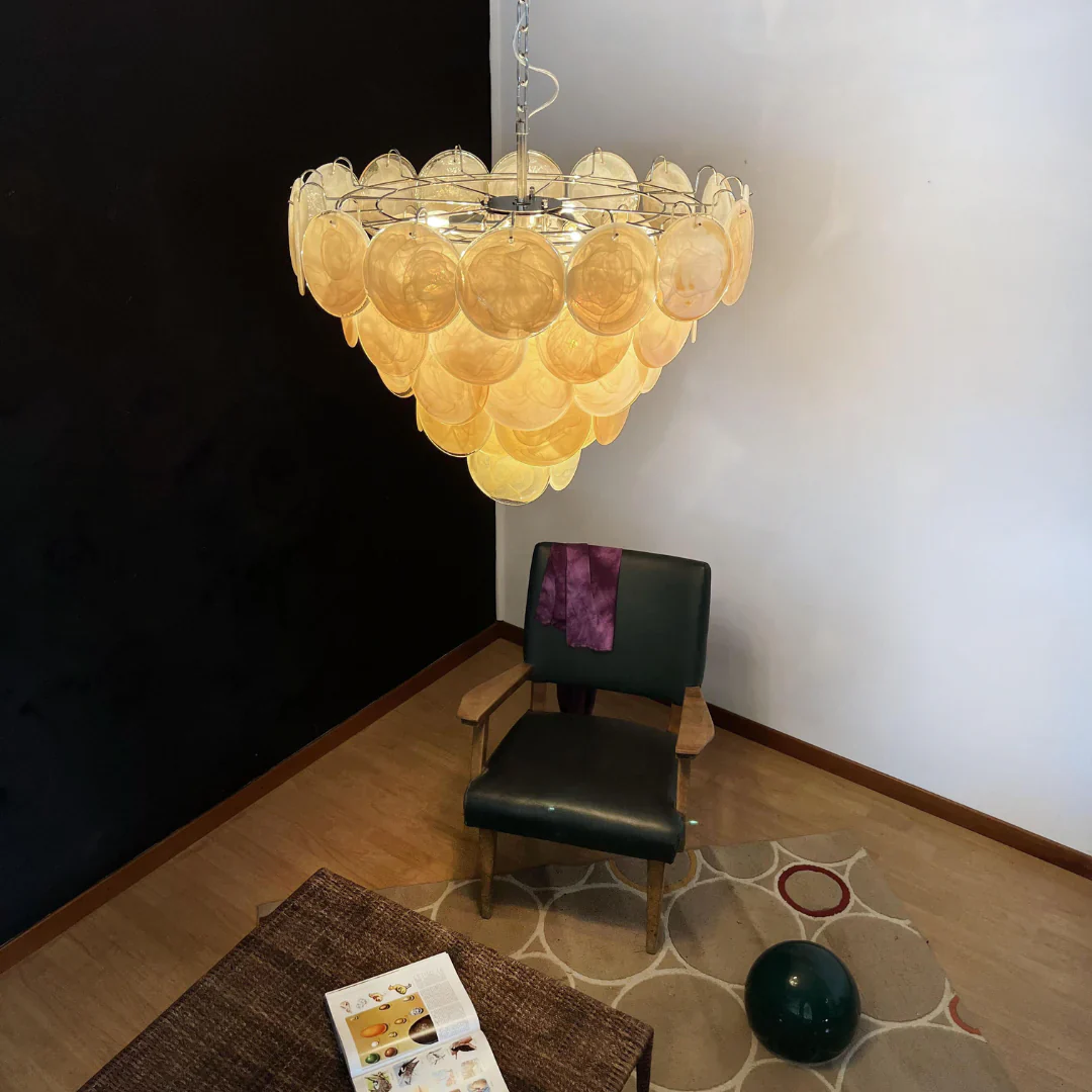 Elegant Gold Murano Disc Chandelier - Image 6