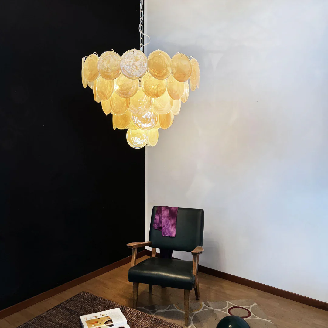 Elegant Gold Murano Disc Chandelier - Image 8
