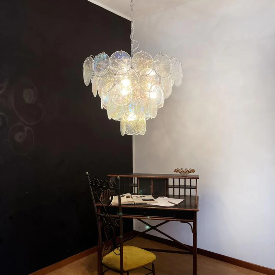 Elegant Murano Disc Iridescent Chandelier - Image 11