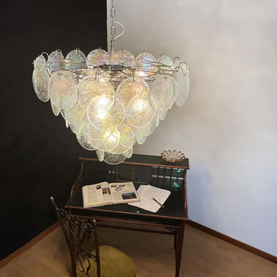 Elegant Murano Disc Iridescent Chandelier - Image 12