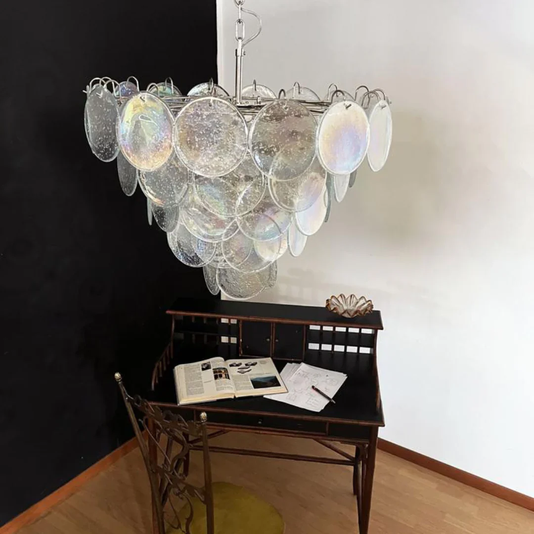 Elegant Murano Disc Iridescent Chandelier - Image 13