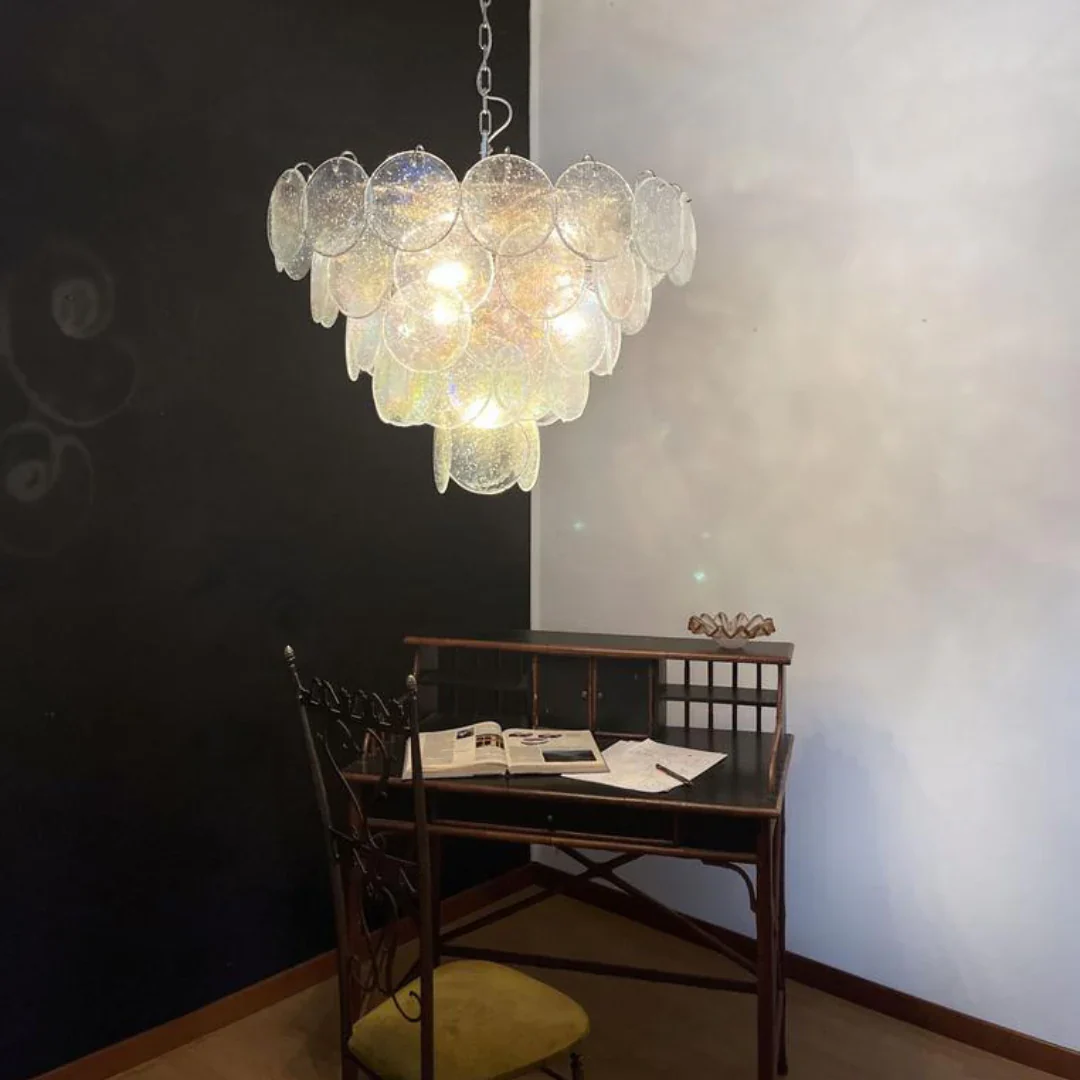 Elegant Murano Disc Iridescent Chandelier - Image 14