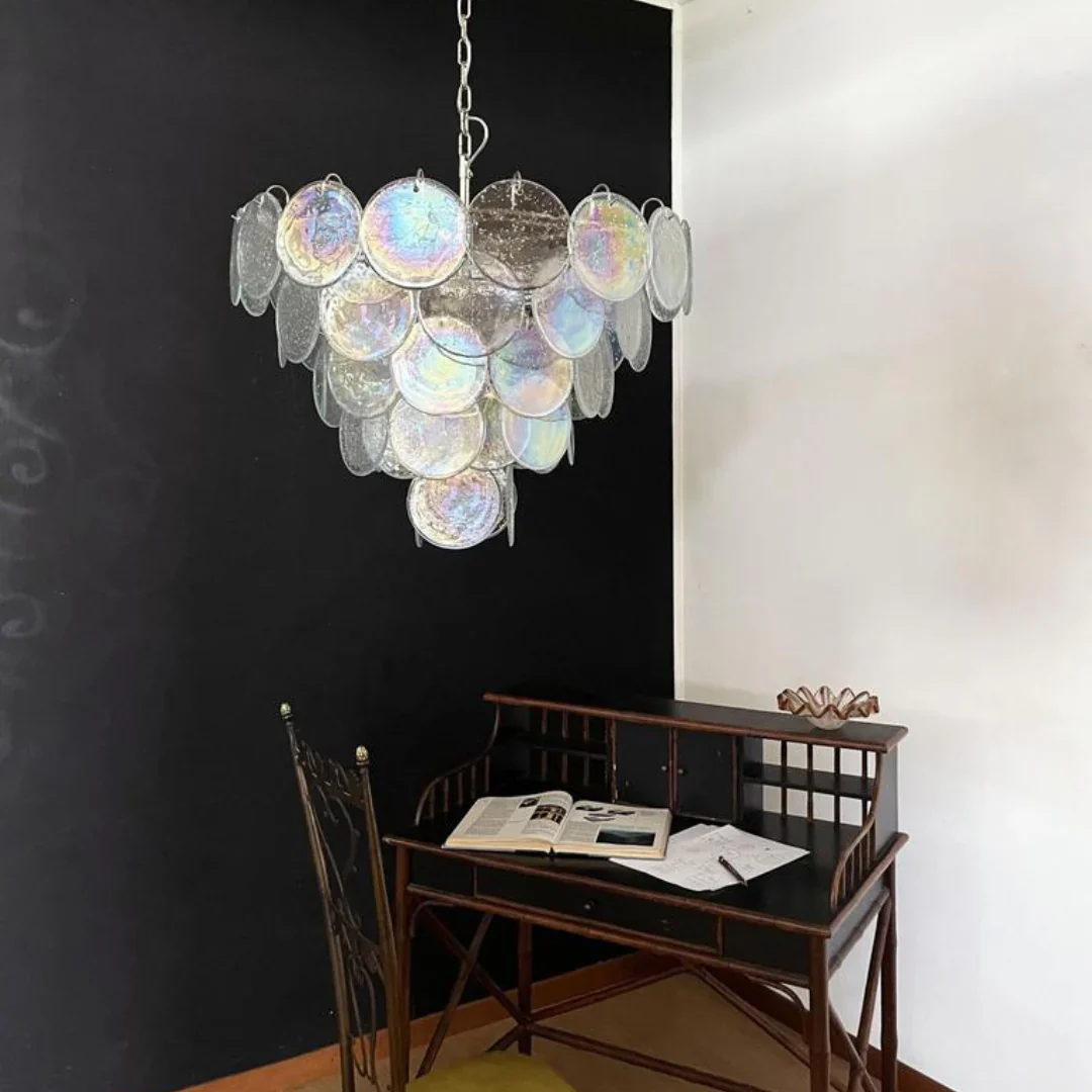 Elegant Murano Disc Iridescent Chandelier - Image 15