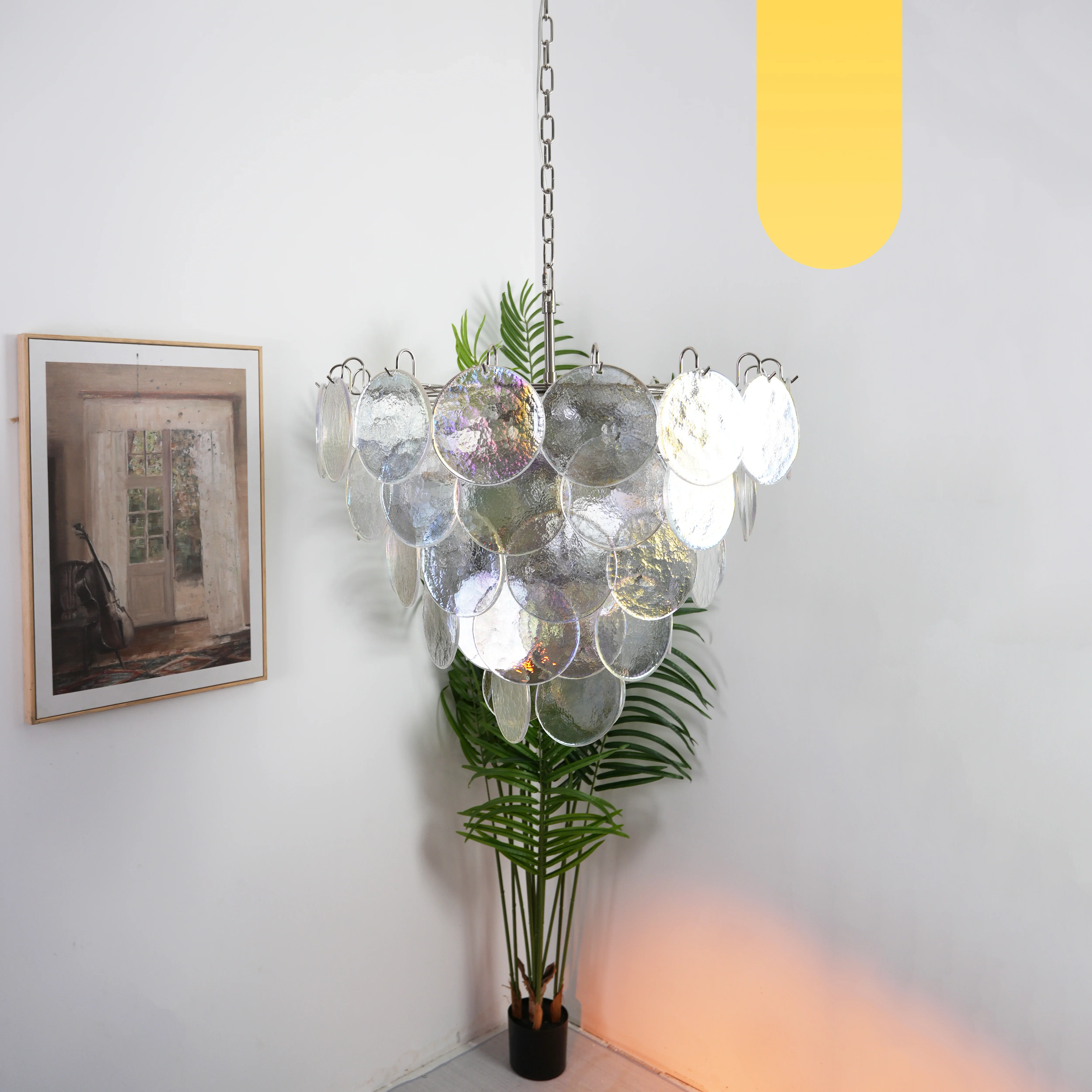 Elegant Murano Disc Iridescent Chandelier - Image 22